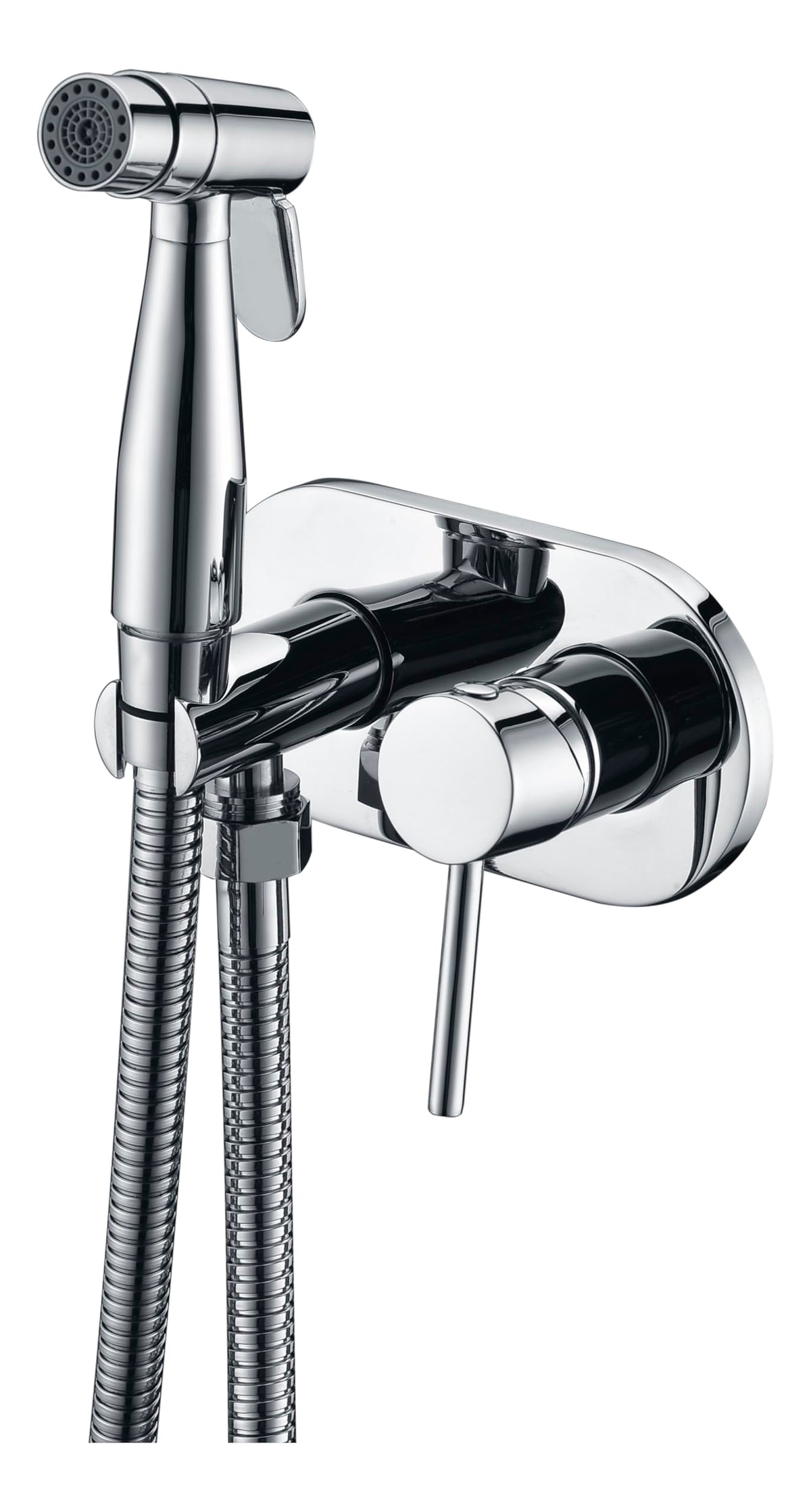 IMEX - Ducha Bidet Agua Fría Color Cromado | Grifo Bidet Empotrado para WC Cromada | Ducha Higiénica Monomando para Inodoro | Grifería Sustituto de Bidé | Serie Maui Cromado