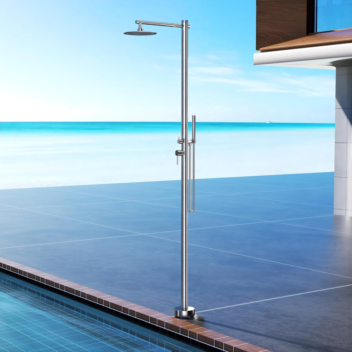 DUCHA PISCINA EXTERIOR EN ACERO INOX. S.316 SERIE KANSAS