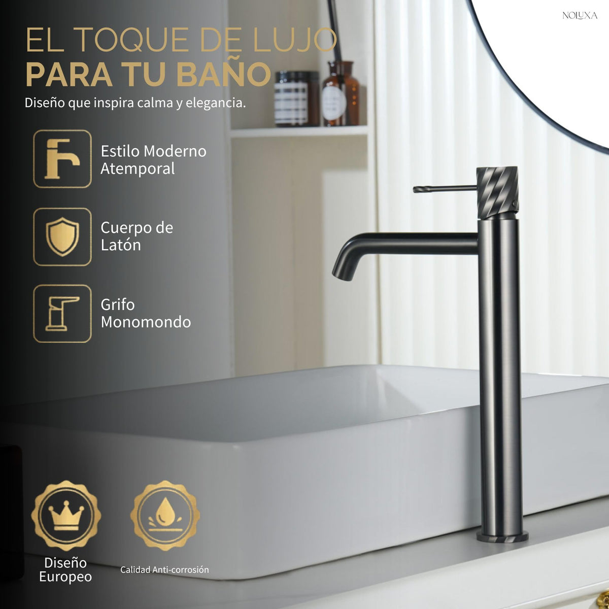 GRIFO LAVABO CAÑO ALTO MONOMANDO SERIE BLESS