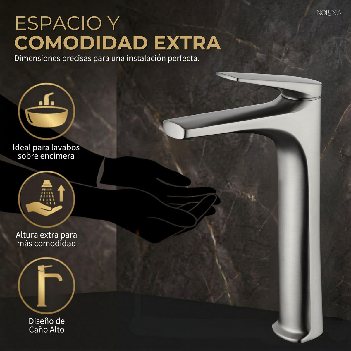 GRIFO LAVABO CAÑO ALTO MONOMANDO SERIE DELOS