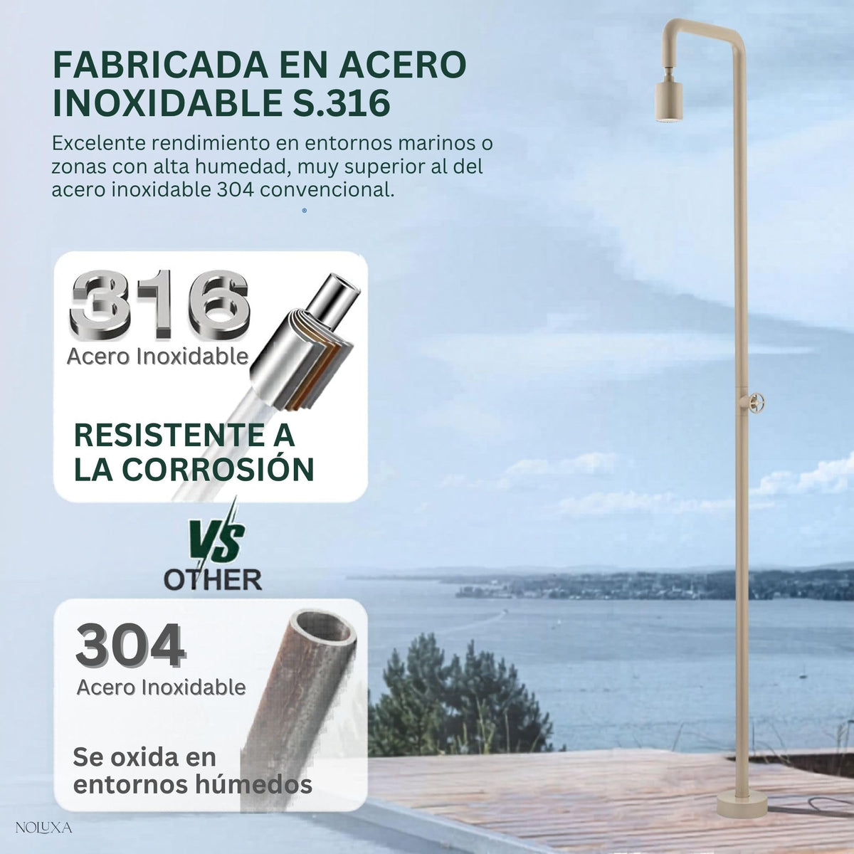 DUCHA PISCINA EXTERIOR EN ACERO INOX. S.316 SERIE POOL
