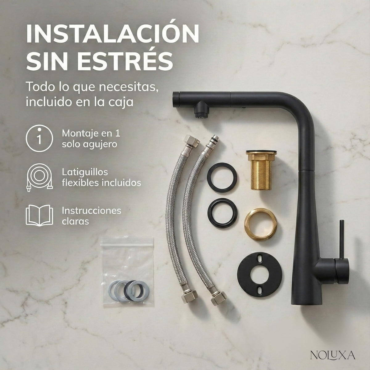 GRIFERIA DE COCINA OSMOSIS EXTRAIBLE SPLIT SERIE SPLIT Negro Mate