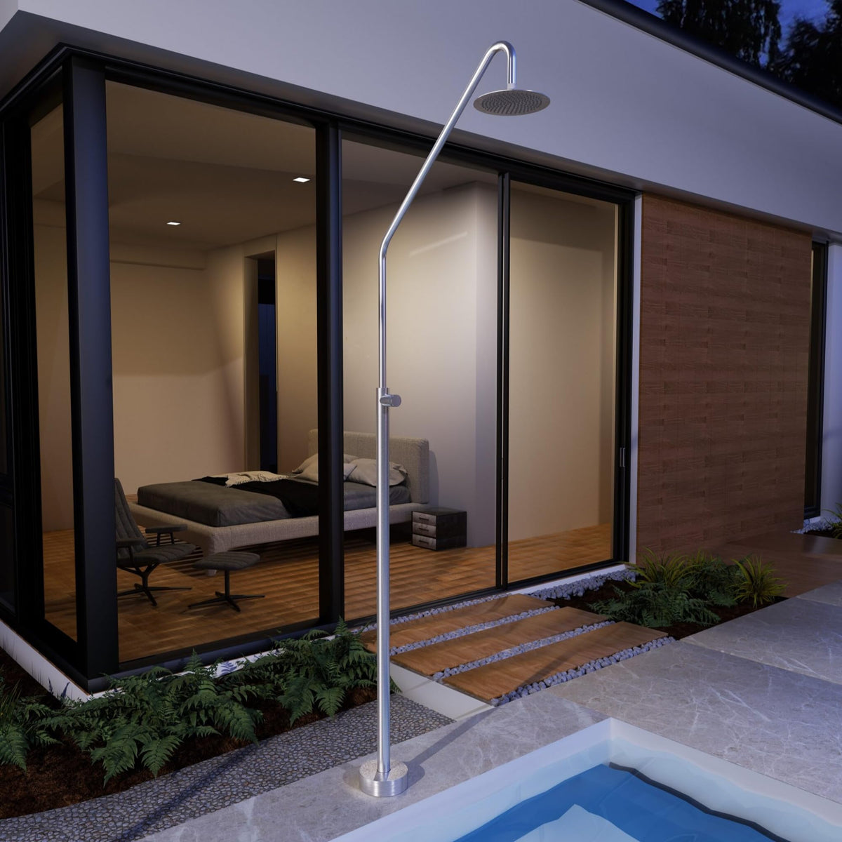 DUCHA PISCINA EXTERIOR EN ACERO INOX. S.316 SERIE ALASKA