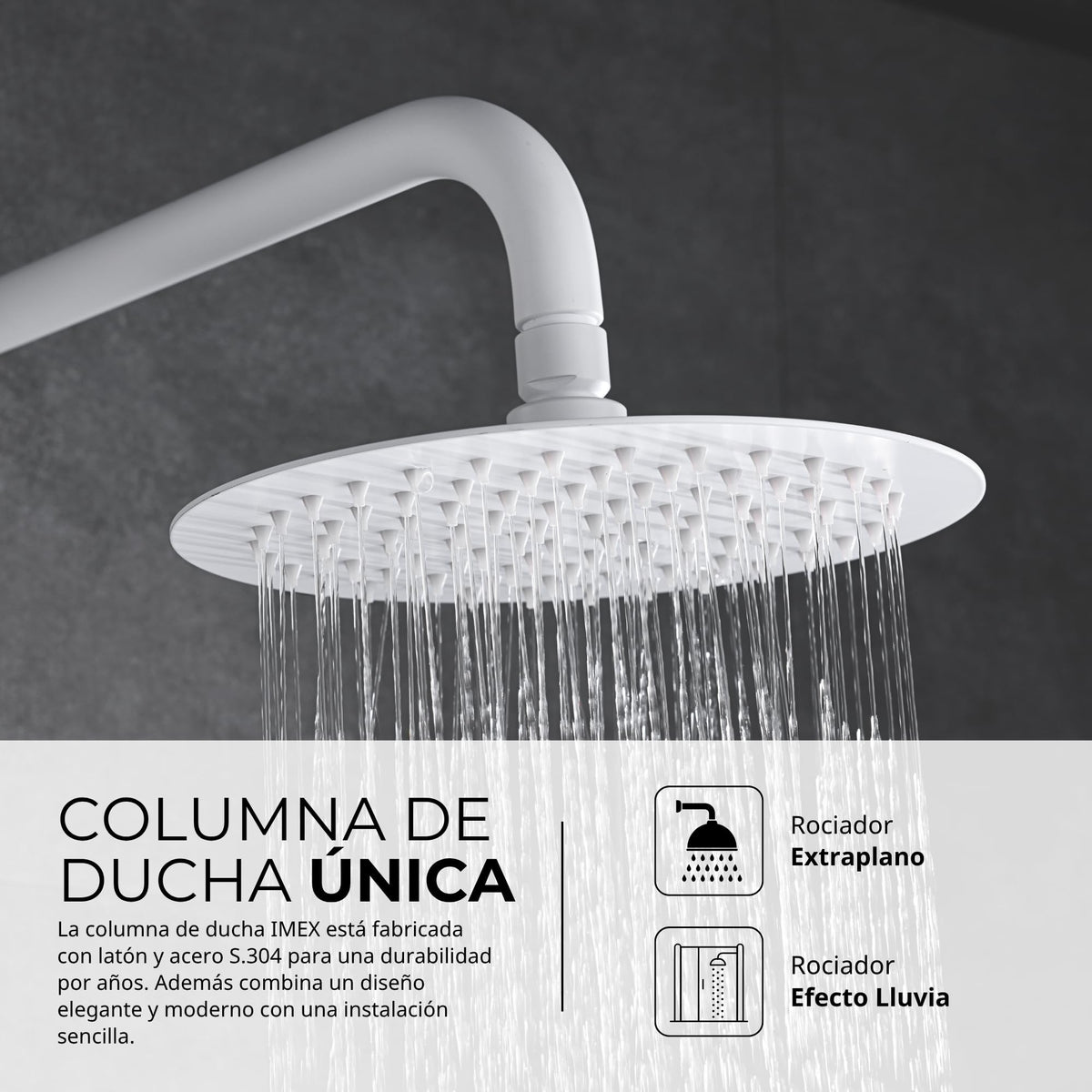 CONJUNTO DUCHA MONOMANDO LÚXOR Blanco Mate