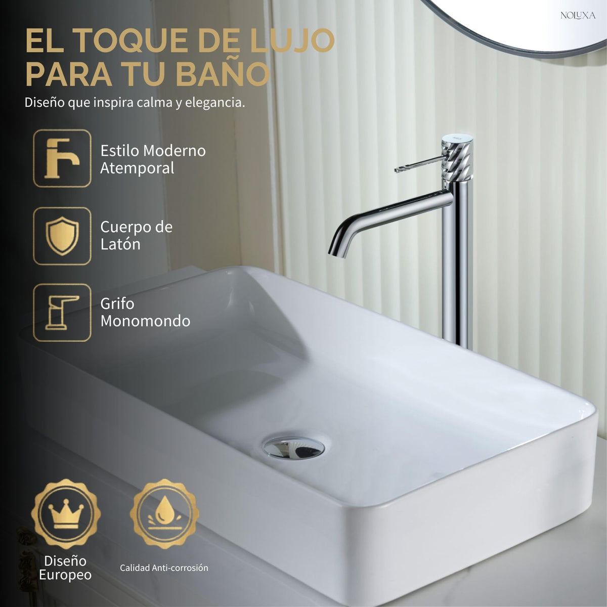 GRIFO LAVABO CAÑO ALTO MONOMANDO SERIE BLESS