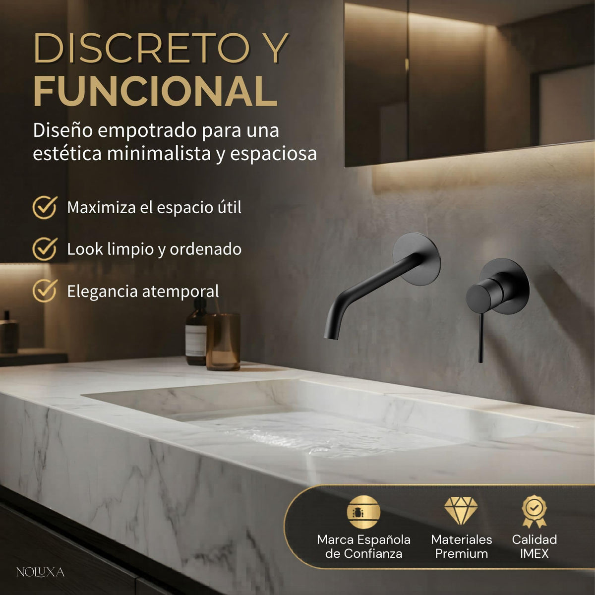 MONOMANDO EMPOTRADO LAVABO MILOS STICK Negro Mate