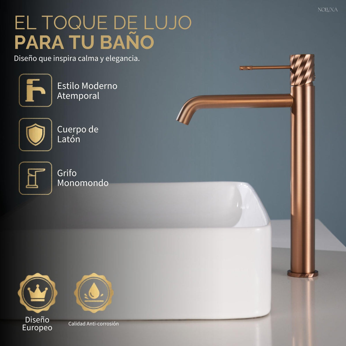 GRIFO LAVABO CAÑO ALTO MONOMANDO SERIE BLESS