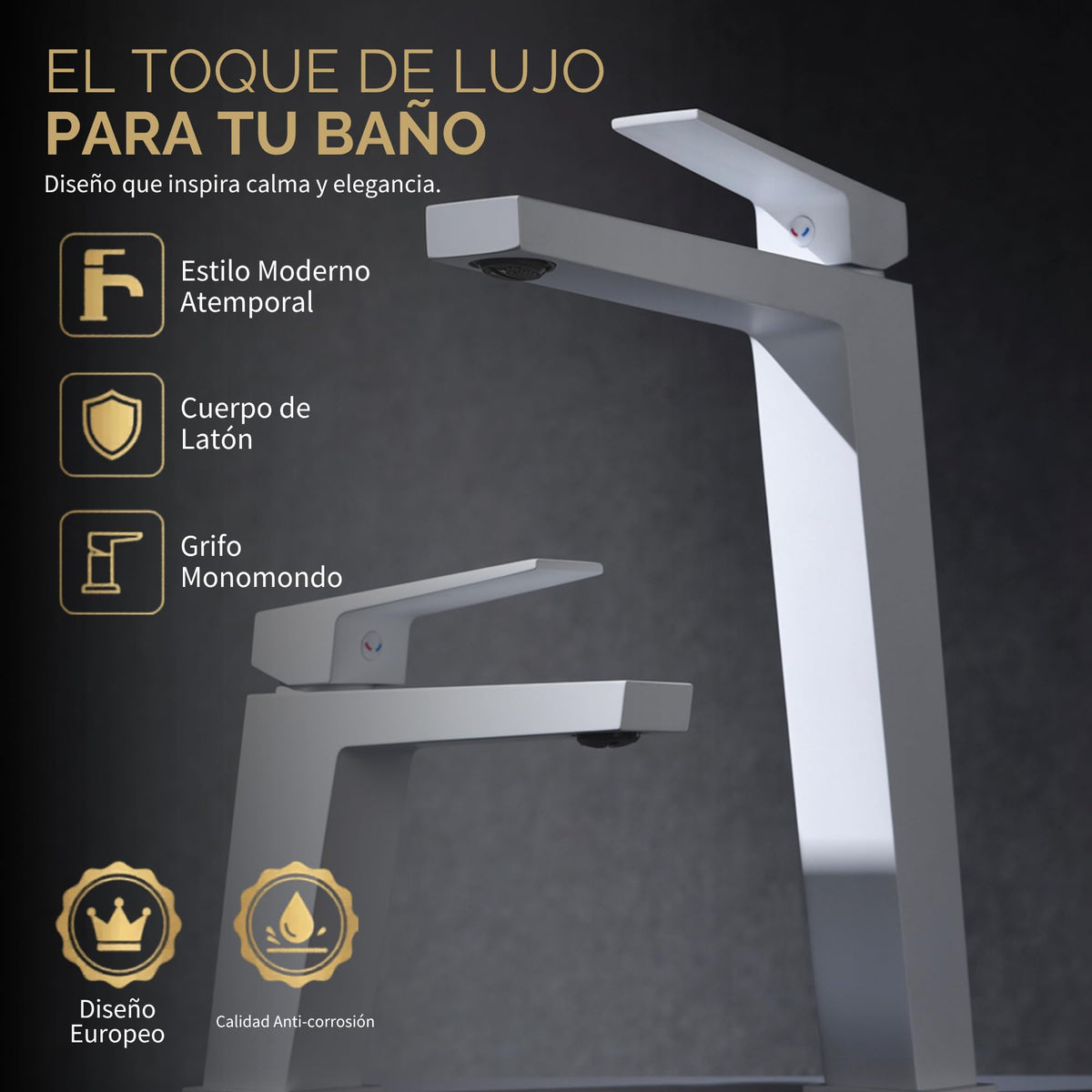 GRIFO LAVABO CAÑO ALTO MONOMANDO SERIE ART