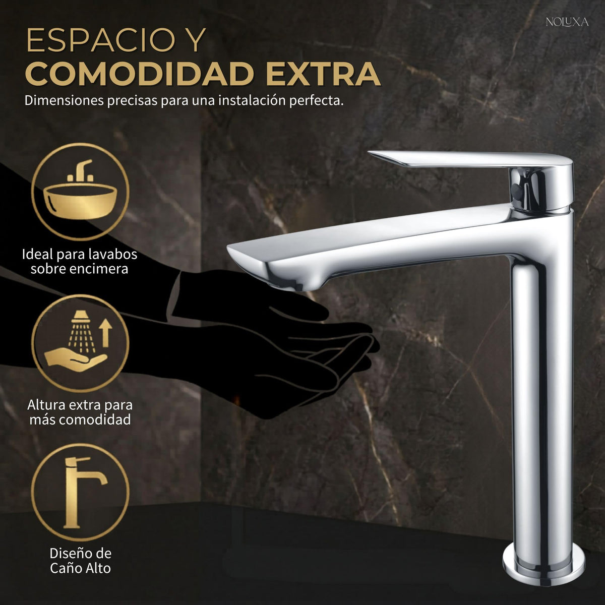MONOMANDO LAVABO ALTO LÚXOR Cromado