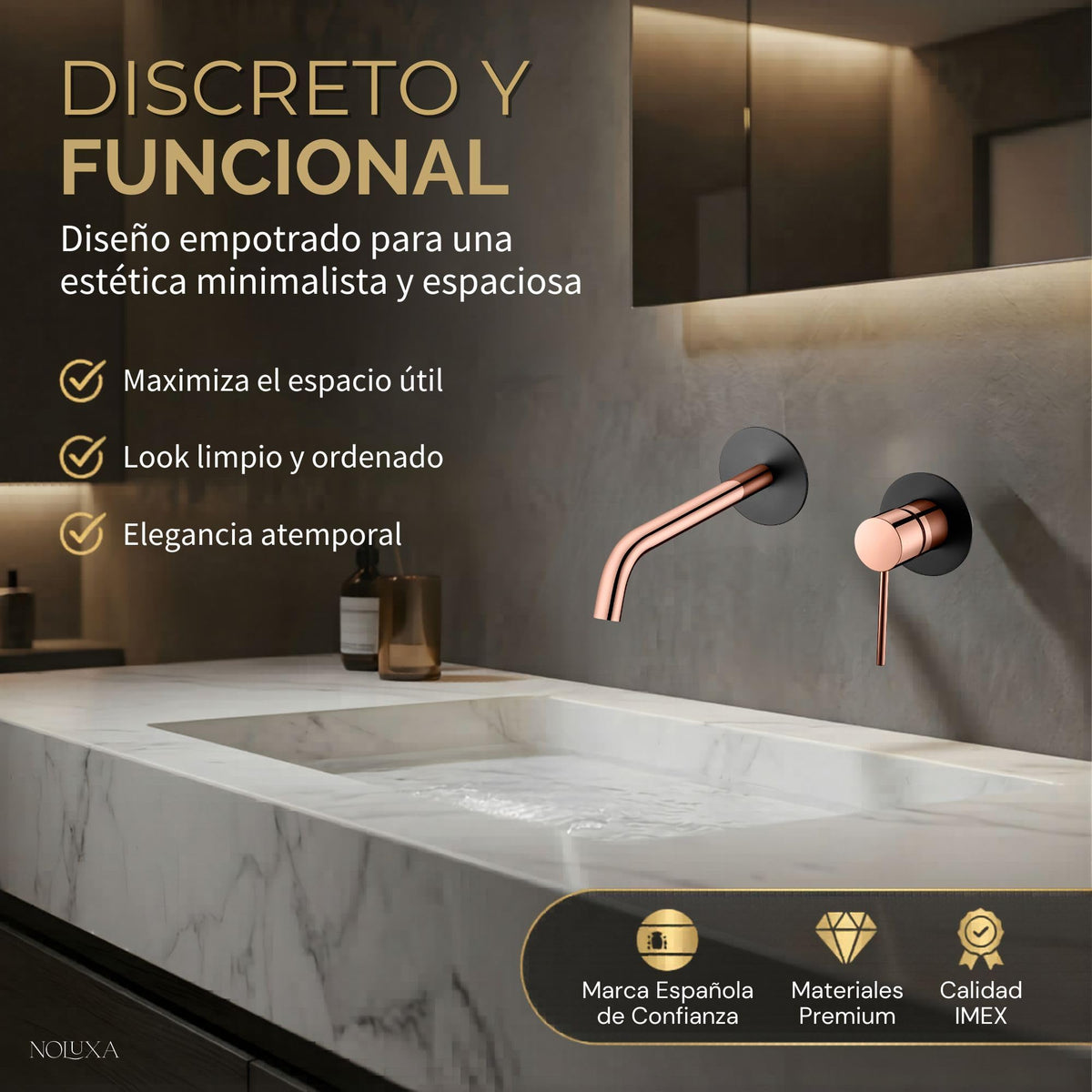 MONOMANDO EMPOTRADO LAVABO MILOS STICK Negro Mate