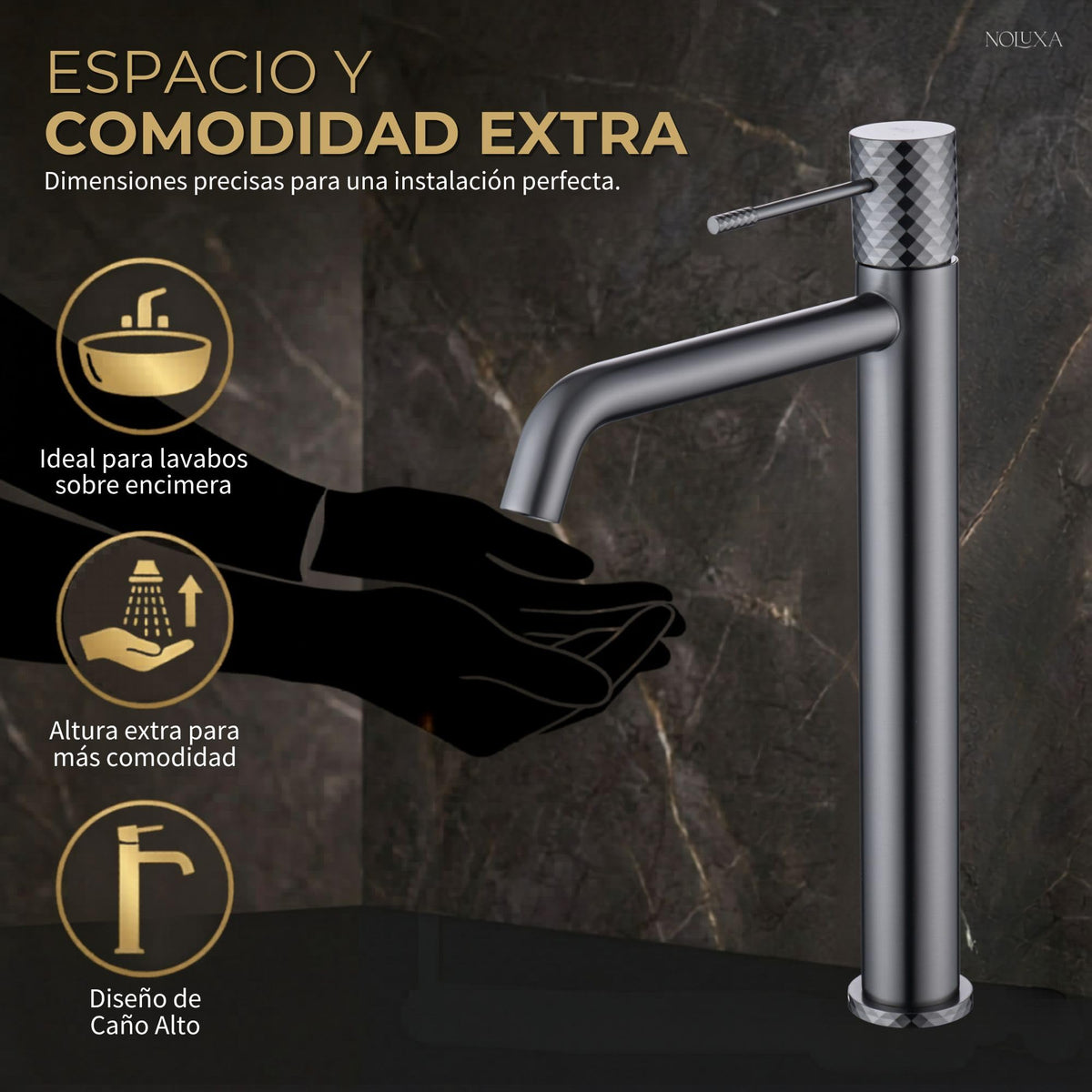 GRIFO LAVABO CAÑO ALTO MONOMANDO SERIE GÉNOVA