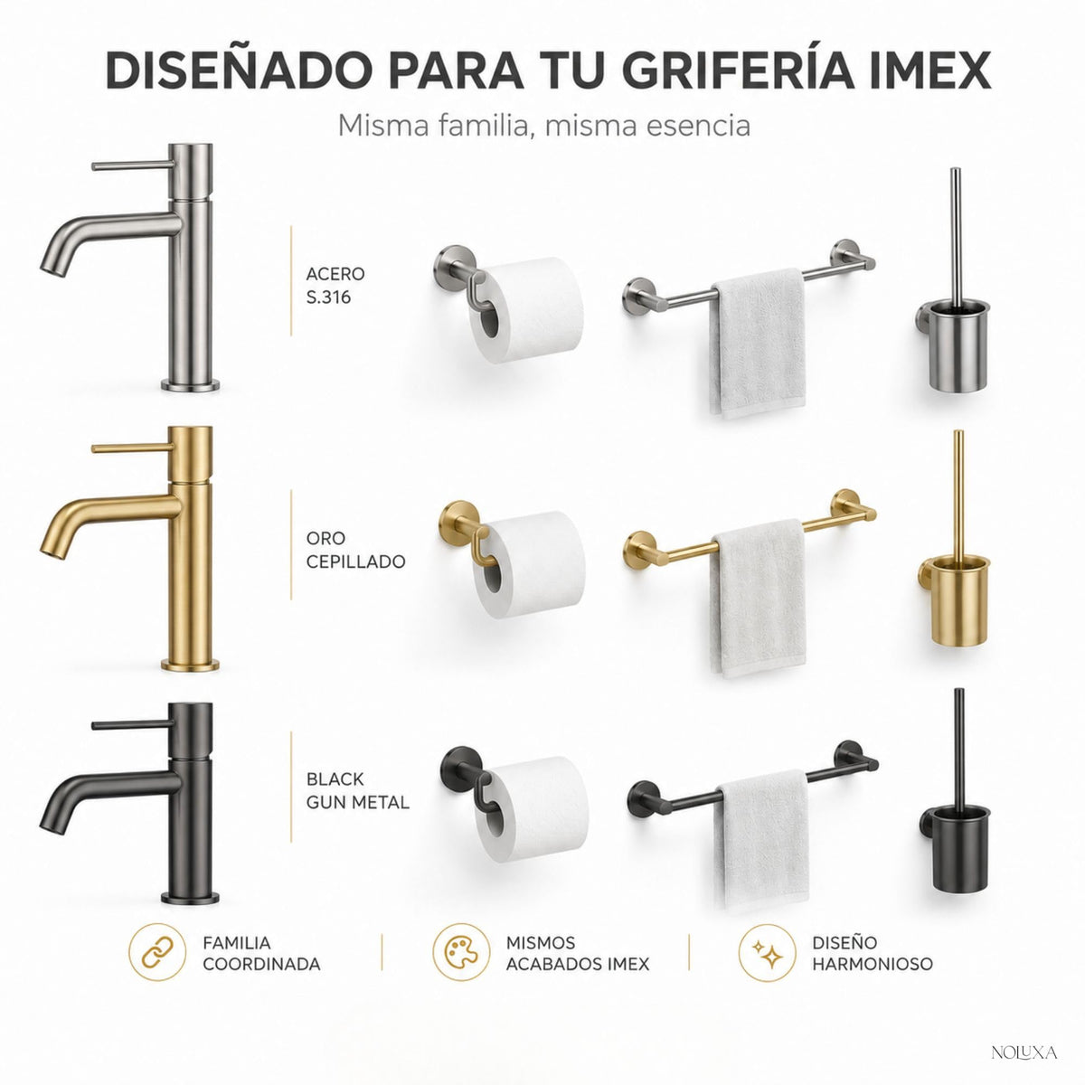ESCOBILLERO CON PORTARROLLOS EN ACERO INOX S.304 SERIE PRACTIC