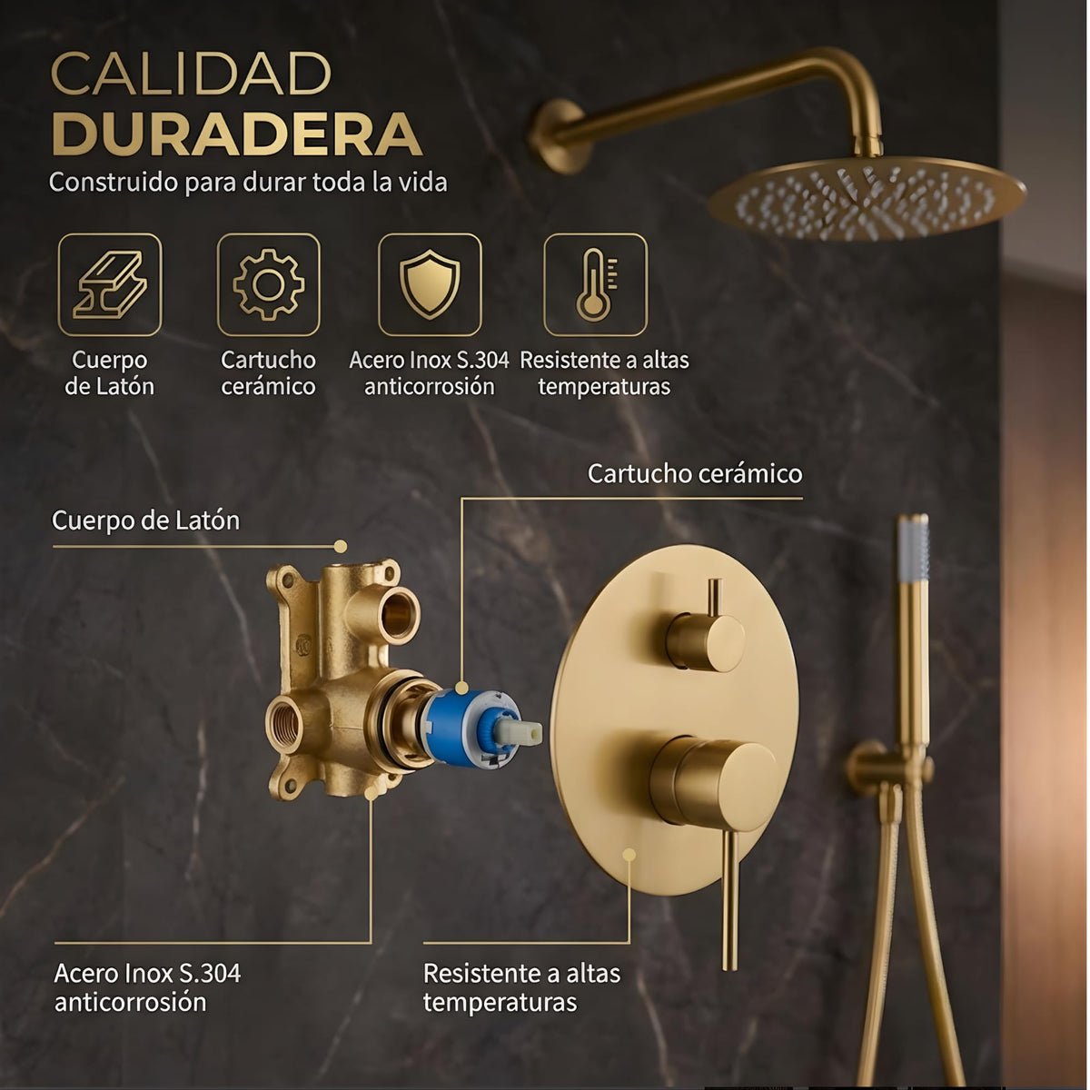 DUCHA EMPOTRADA MONOMANDO SERIE TÍVOLI