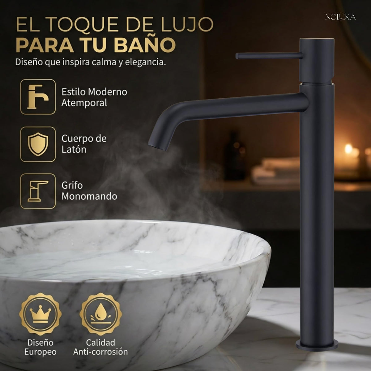 GRIFO LAVABO CAÑO ALTO MONOMANDO SERIE MONZA