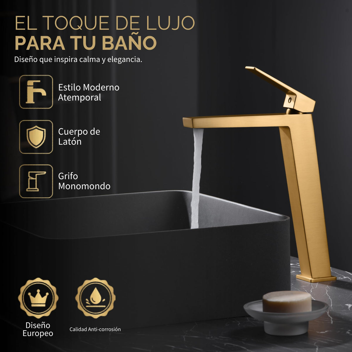 GRIFO LAVABO CAÑO ALTO MONOMANDO SERIE ART