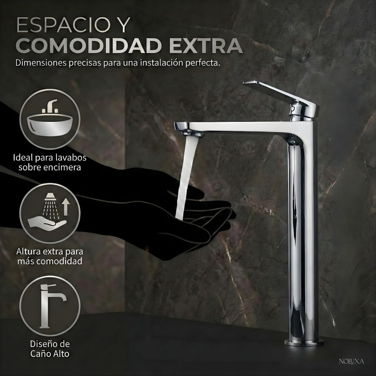 GRIFO LAVABO CAÑO ALTO MONOMANDO SERIE NÁPOLES