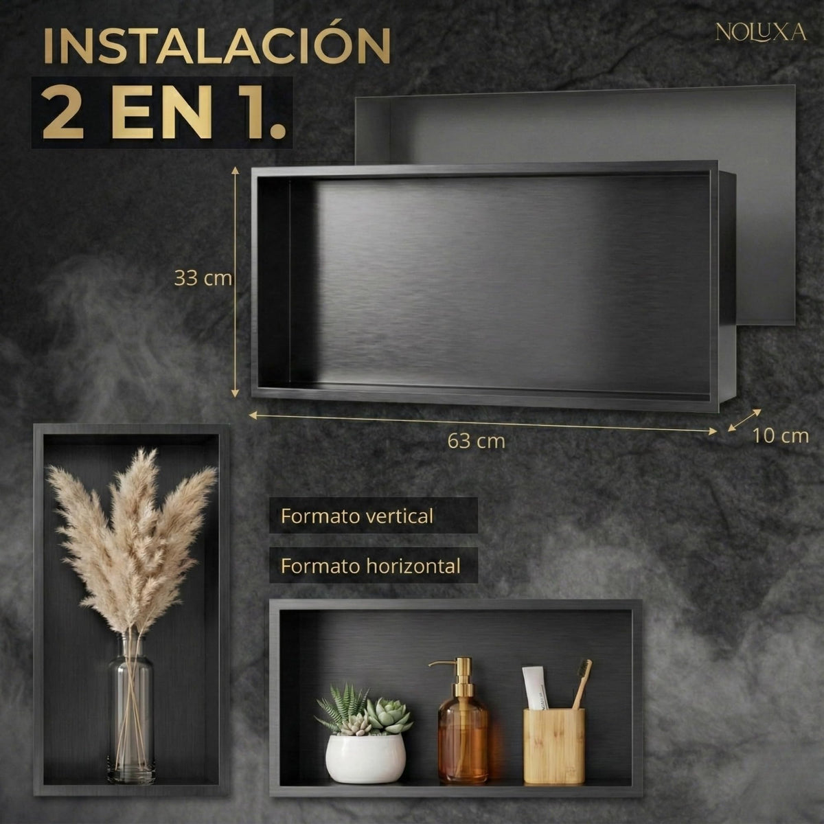 HORNACINA RECTANGULAR 63X33CM CON LUZ LED SERIE OCEANIC