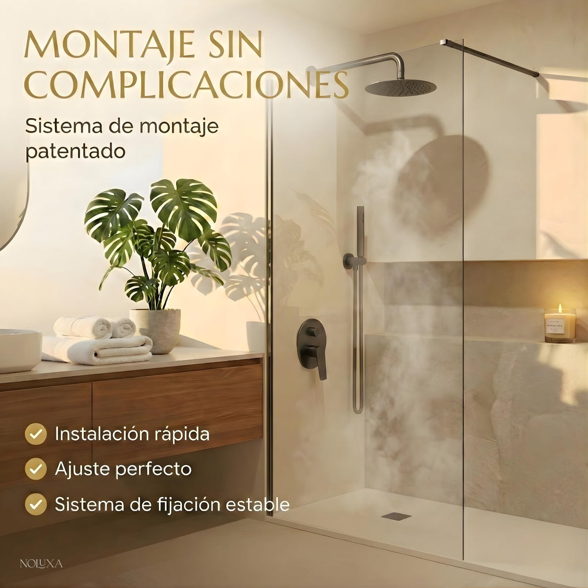 MAMPARA FIJA TRANSPARENTE SERIE SCREEN 6MM - Black Gun Metal