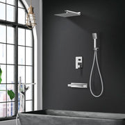IMEX - Ducha Empotrada Monomando para Bañera y Ducha | Conjunto de Bañera y Ducha con Alcachofa y Rociador Antical Efecto Lluvia | Griferia en Latón y Acero Inox S.304 | Serie Java | Color Cromado Cromado