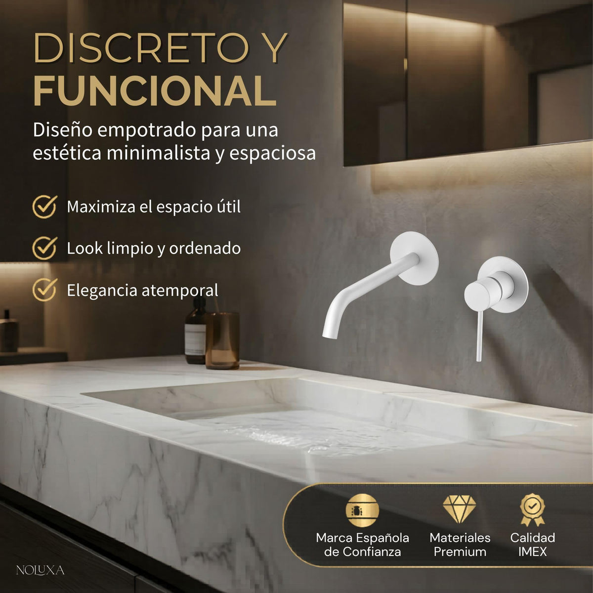 MONOMANDO EMPOTRADO LAVABO MILOS STICK Blanco Mate