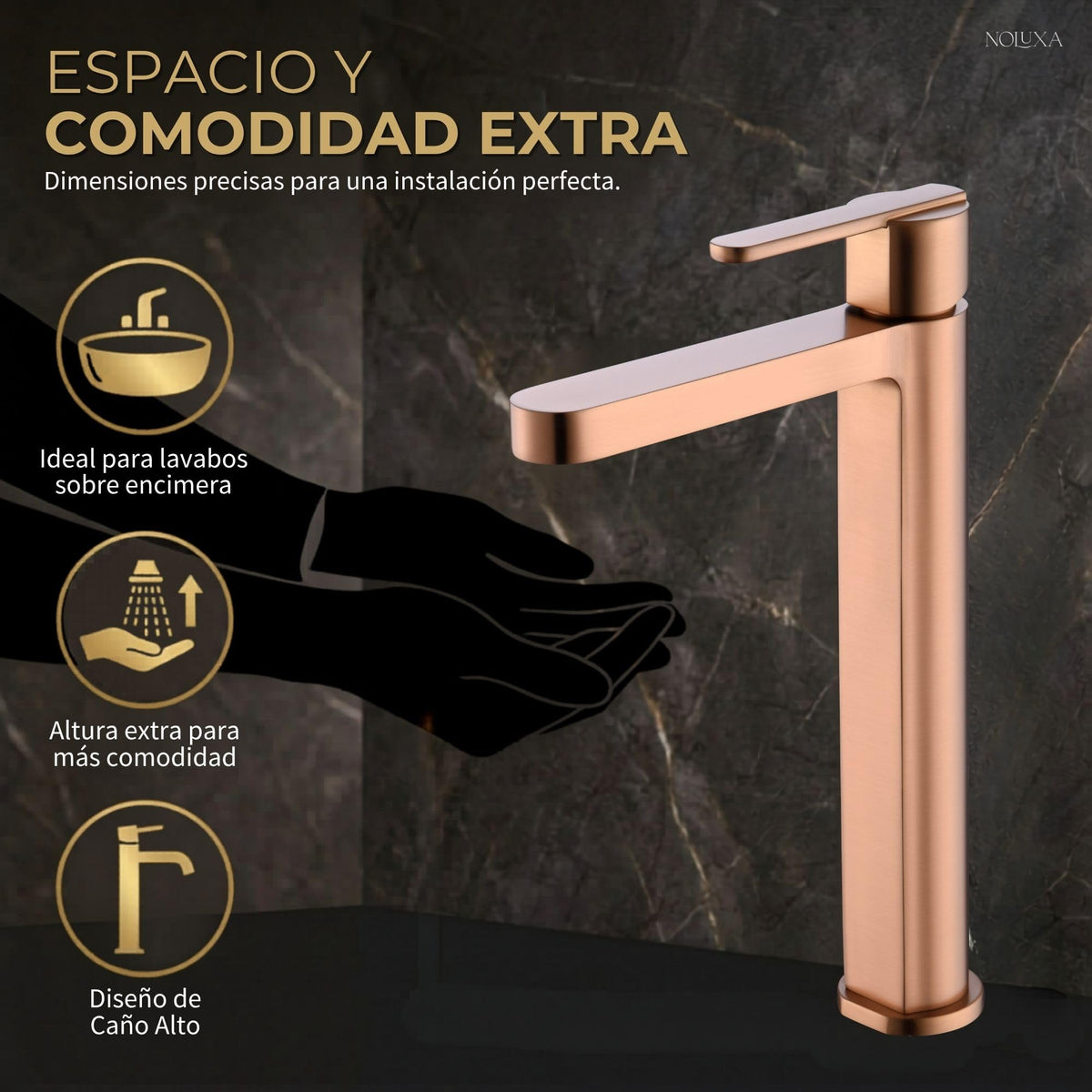 GRIFO LAVABO CAÑO ALTO MONOMANDO SERIE ROMA