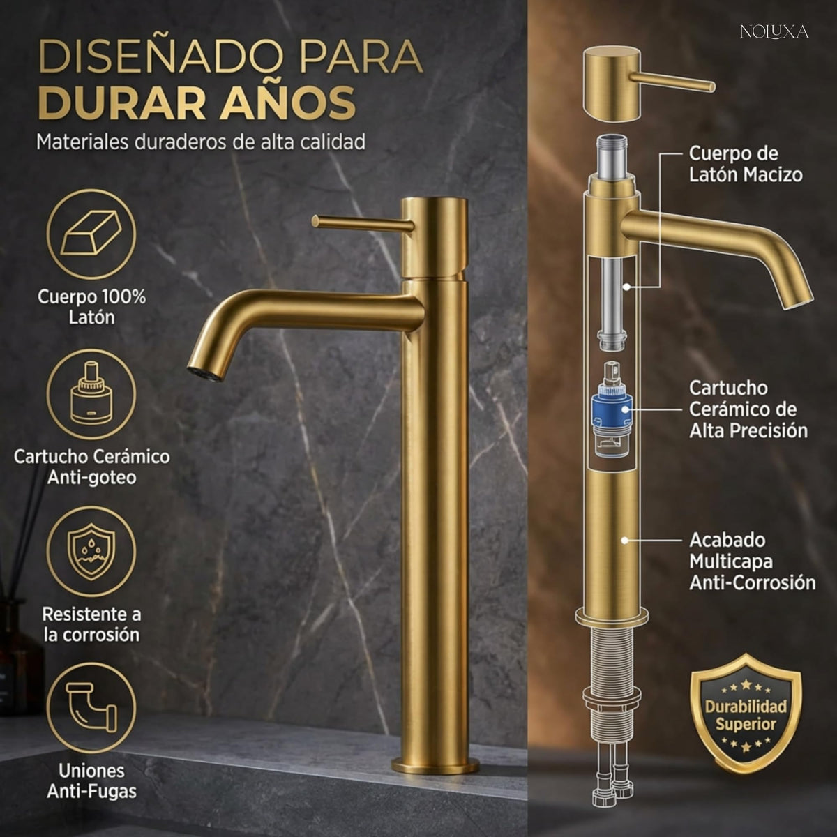 GRIFO LAVABO CAÑO ALTO MONOMANDO SERIE MONZA