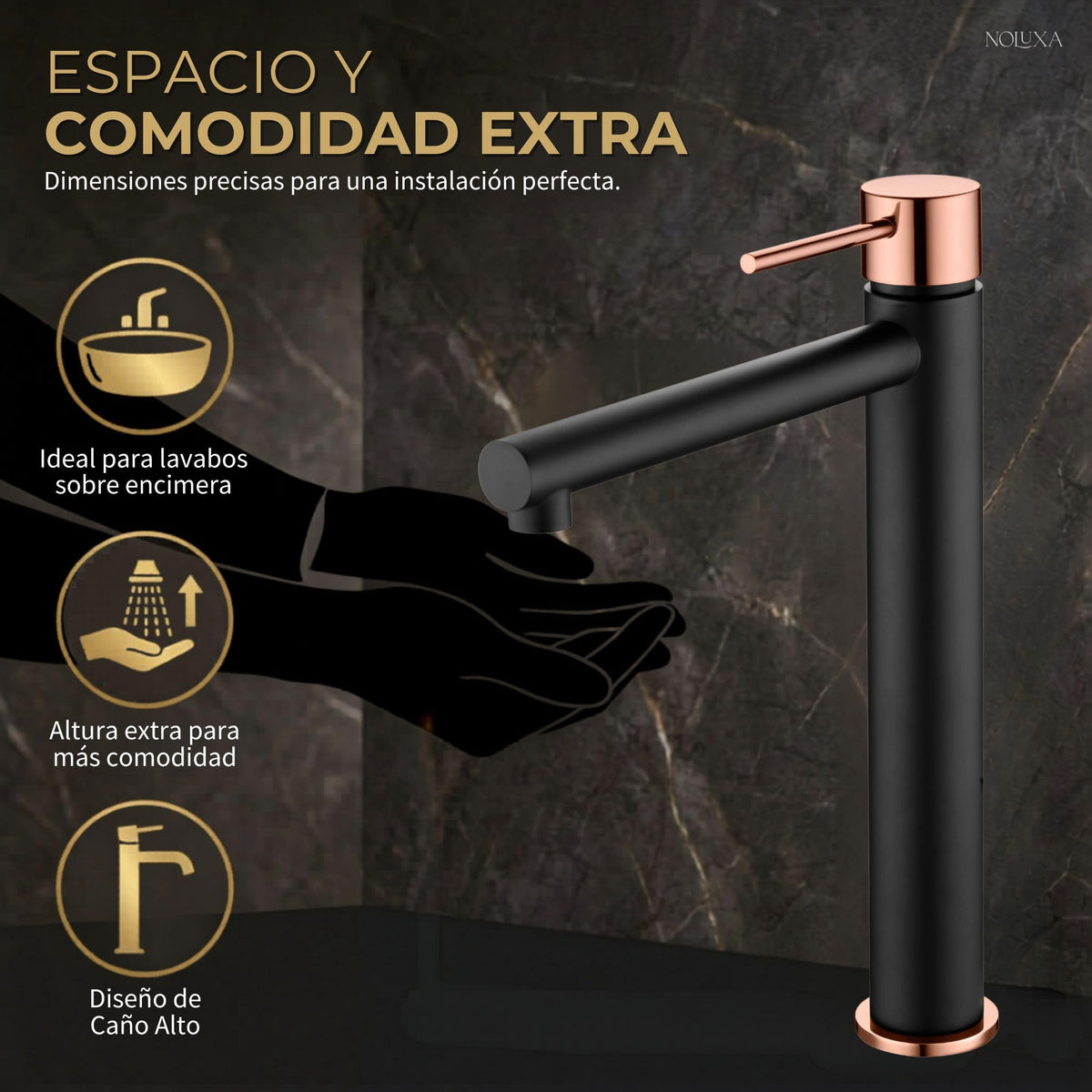 MONOMANDO LAVABO ALTO MILOS STICK Negro Mate