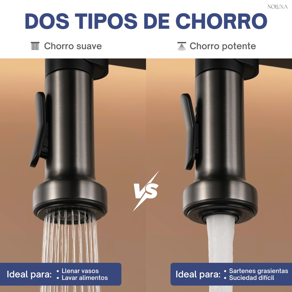 GRIFO DE COCINA EXTRAÍBLE CON DIFUSOR SERIE VENETO