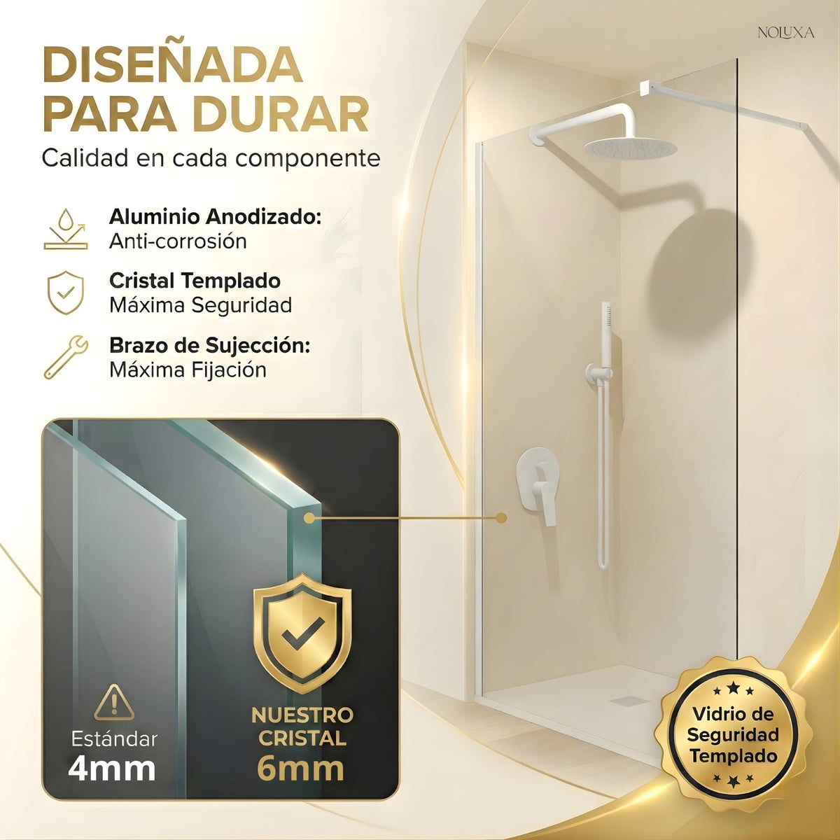 MAMPARA FIJA TRANSPARENTE SERIE SCREEN 6MM - Blanco Mate