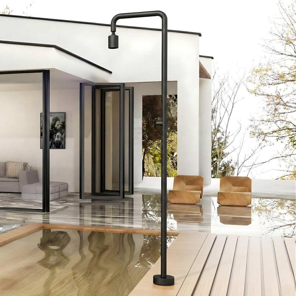 DUCHA PISCINA EXTERIOR EN ACERO INOX. S.316 SERIE POOL