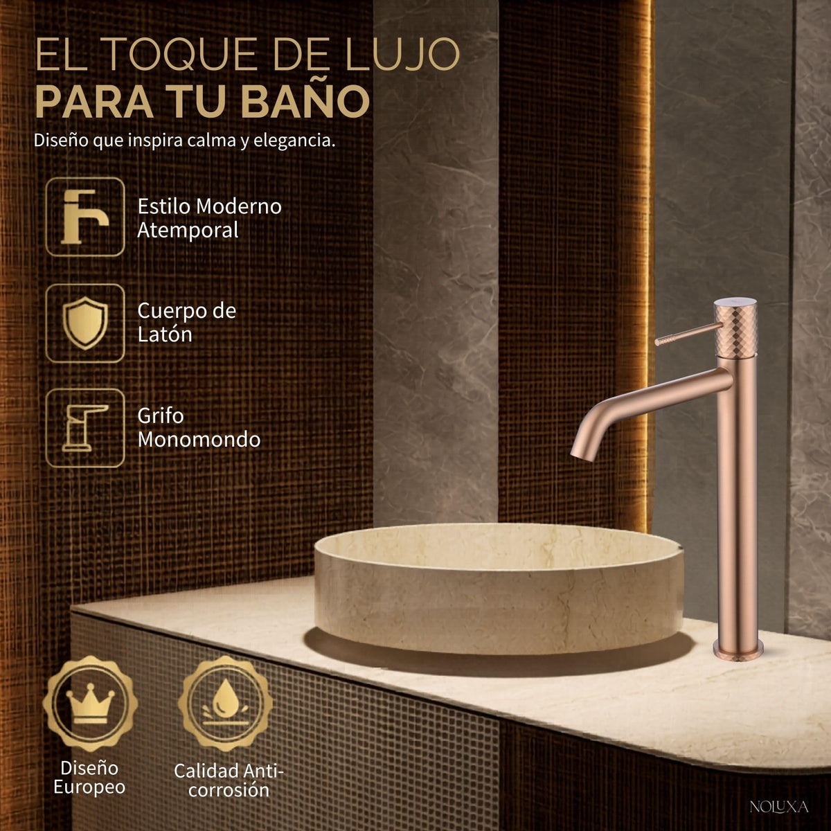 GRIFO LAVABO CAÑO ALTO MONOMANDO SERIE GÉNOVA