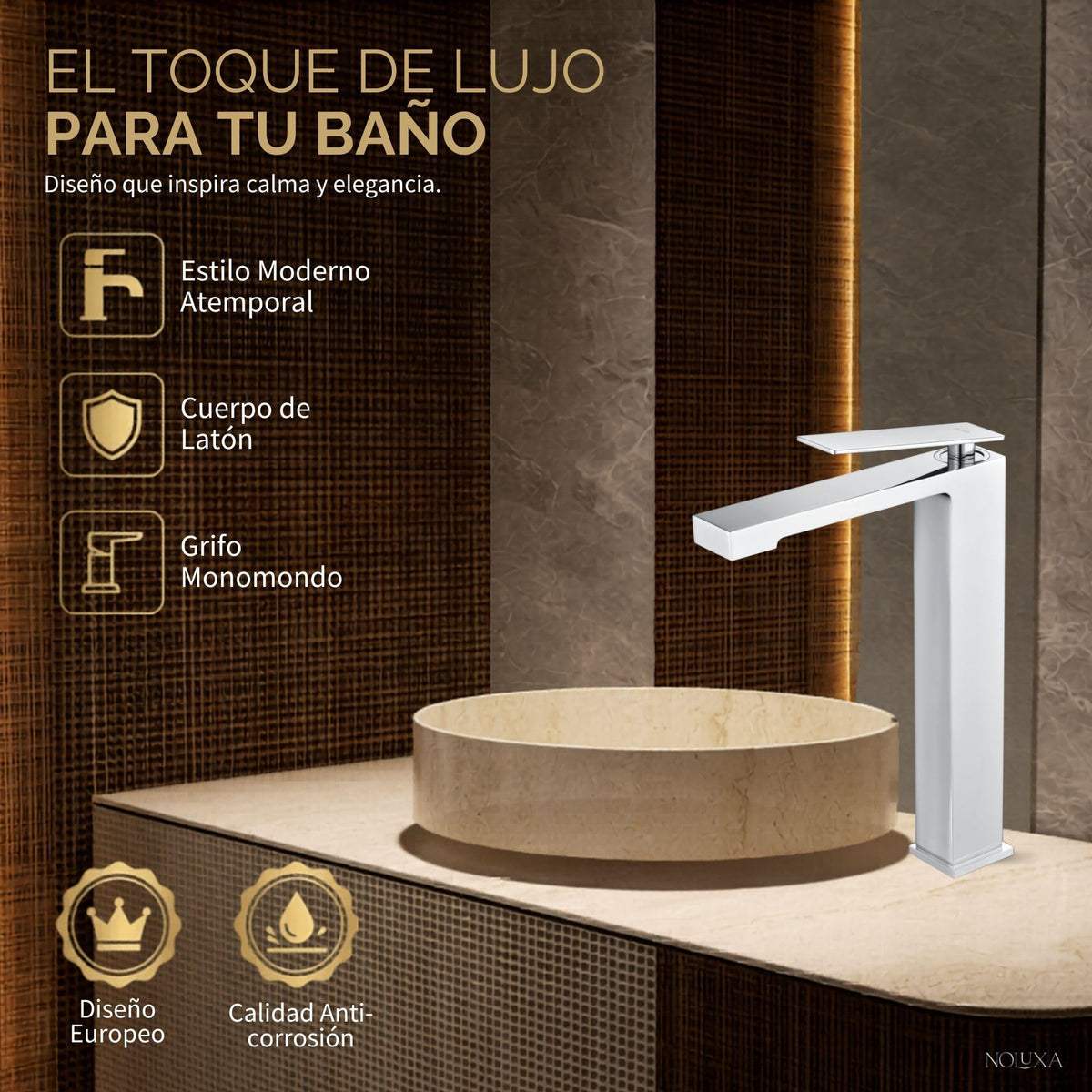 GRIFO LAVABO CAÑO ALTO MONOMANDO SERIE PISA