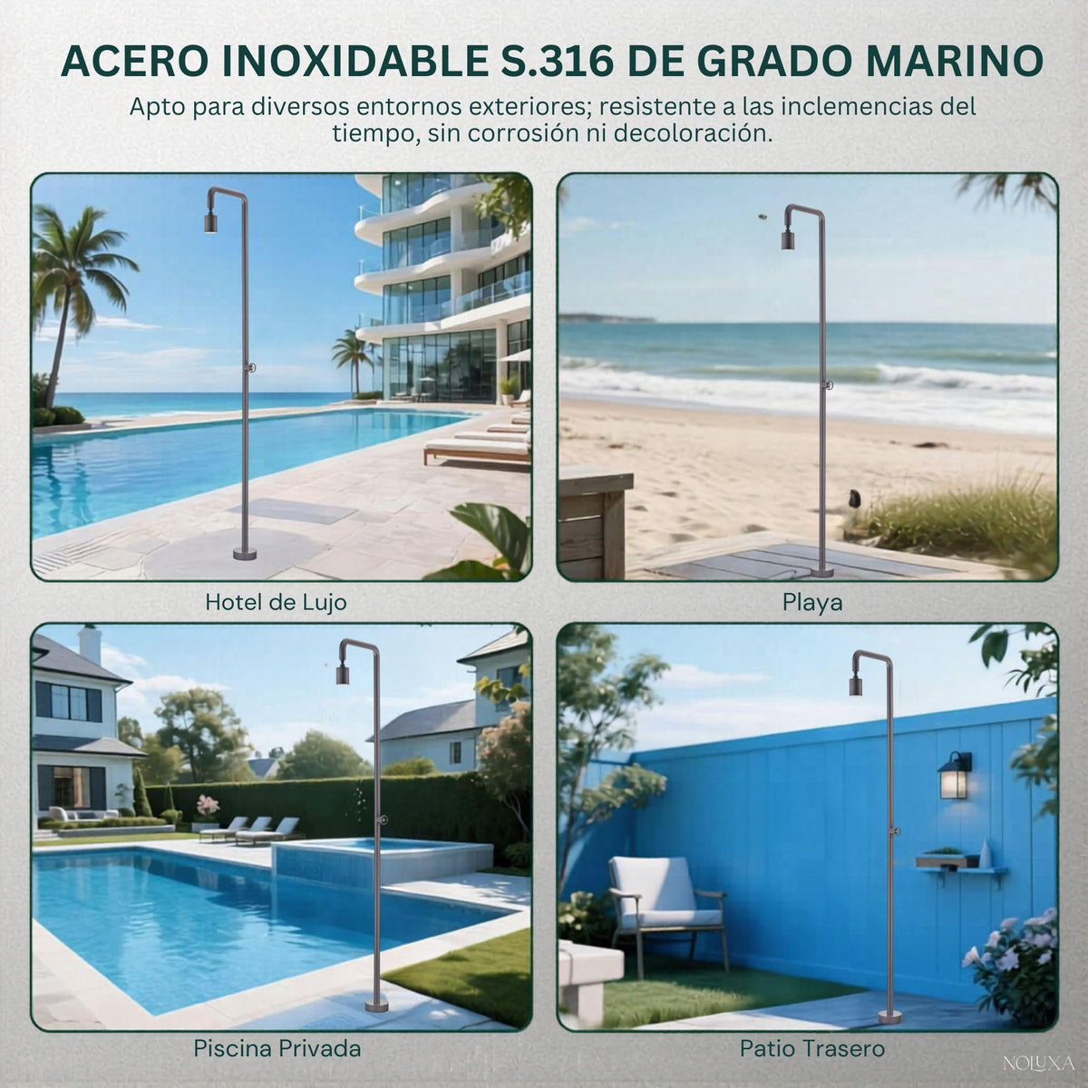 DUCHA PISCINA EXTERIOR EN ACERO INOX. S.316 SERIE POOL