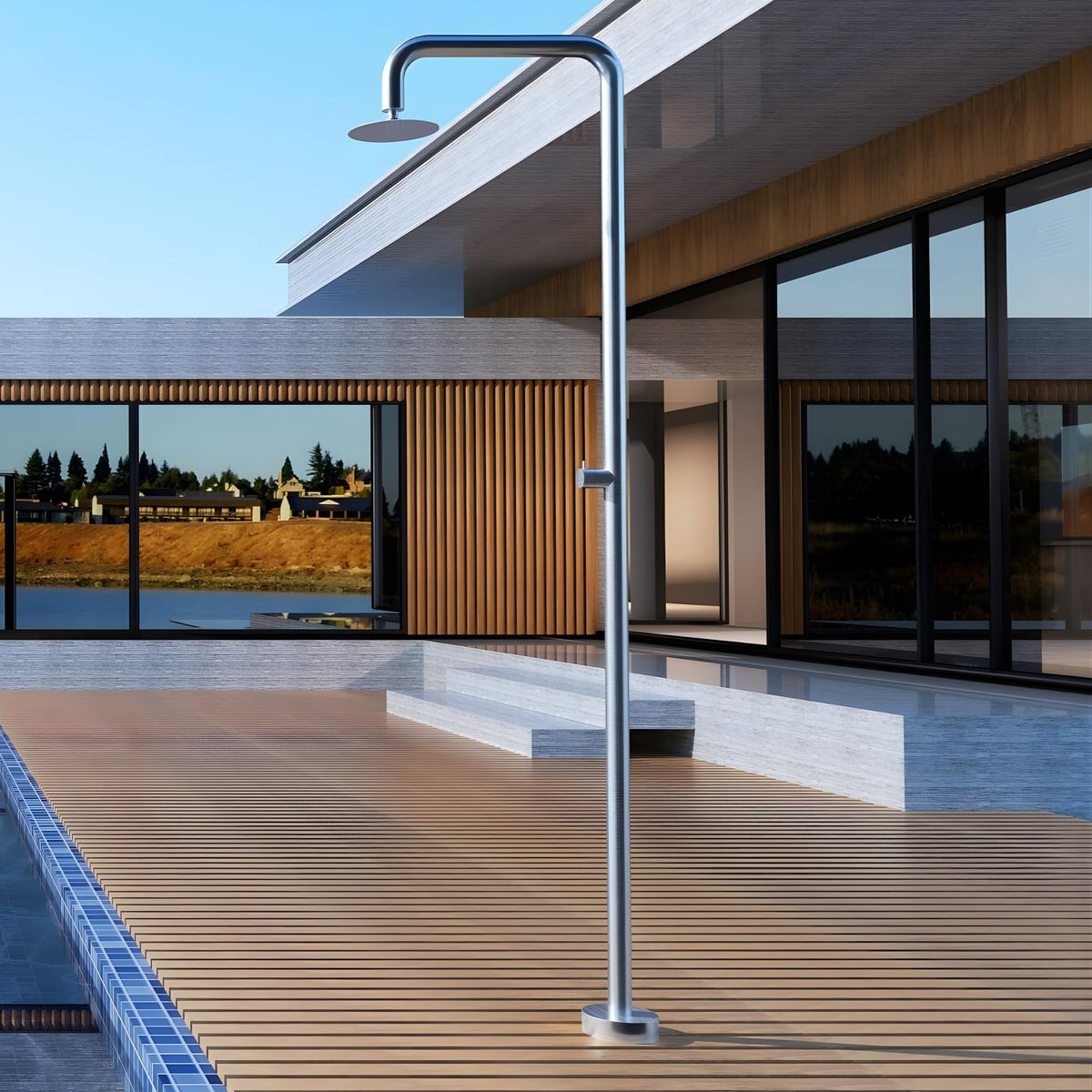 DUCHA PISCINA EXTERIOR EN ACERO INOX. S.316 SERIE OREGON