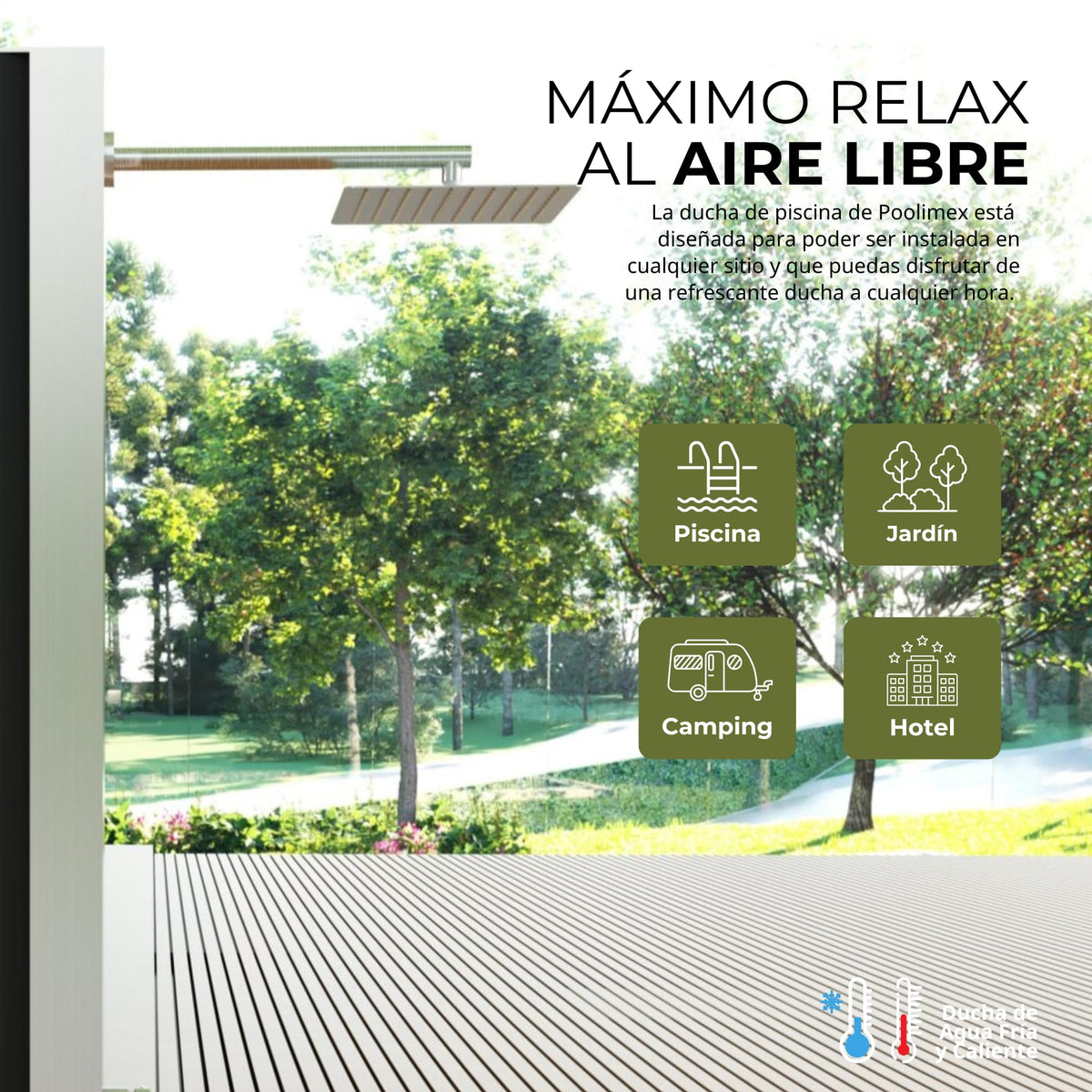DUCHA PISCINA EXTERIOR EN ACERO INOX. S.316 SERIE PHOENIX