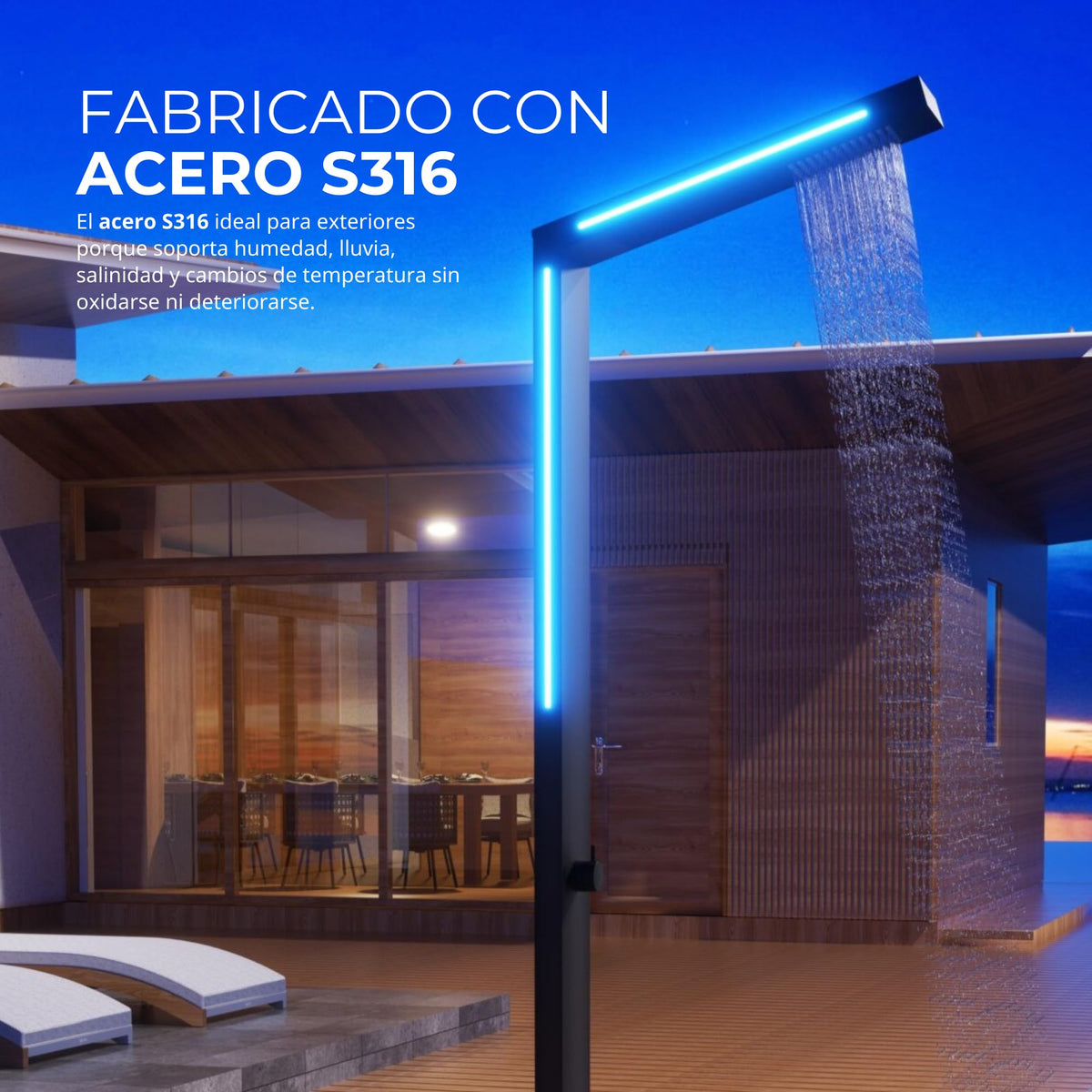 DUCHA PISCINA EXTERIOR EN ACERO INOX. S.316 SERIE SENSE