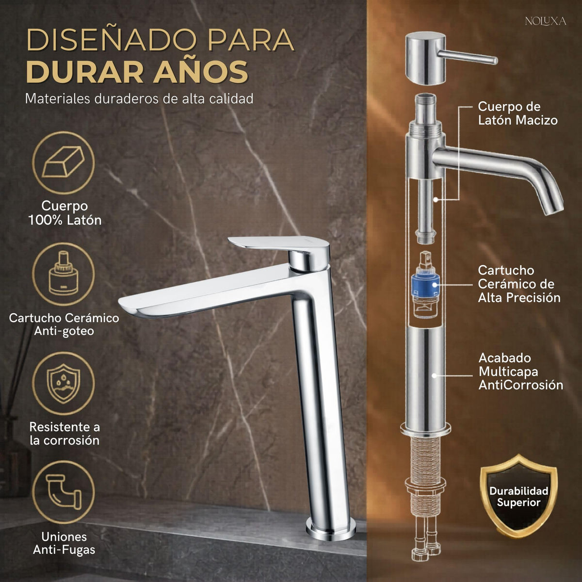GRIFO LAVABO CAÑO ALTO MONOMANDO SERIE BELGICA