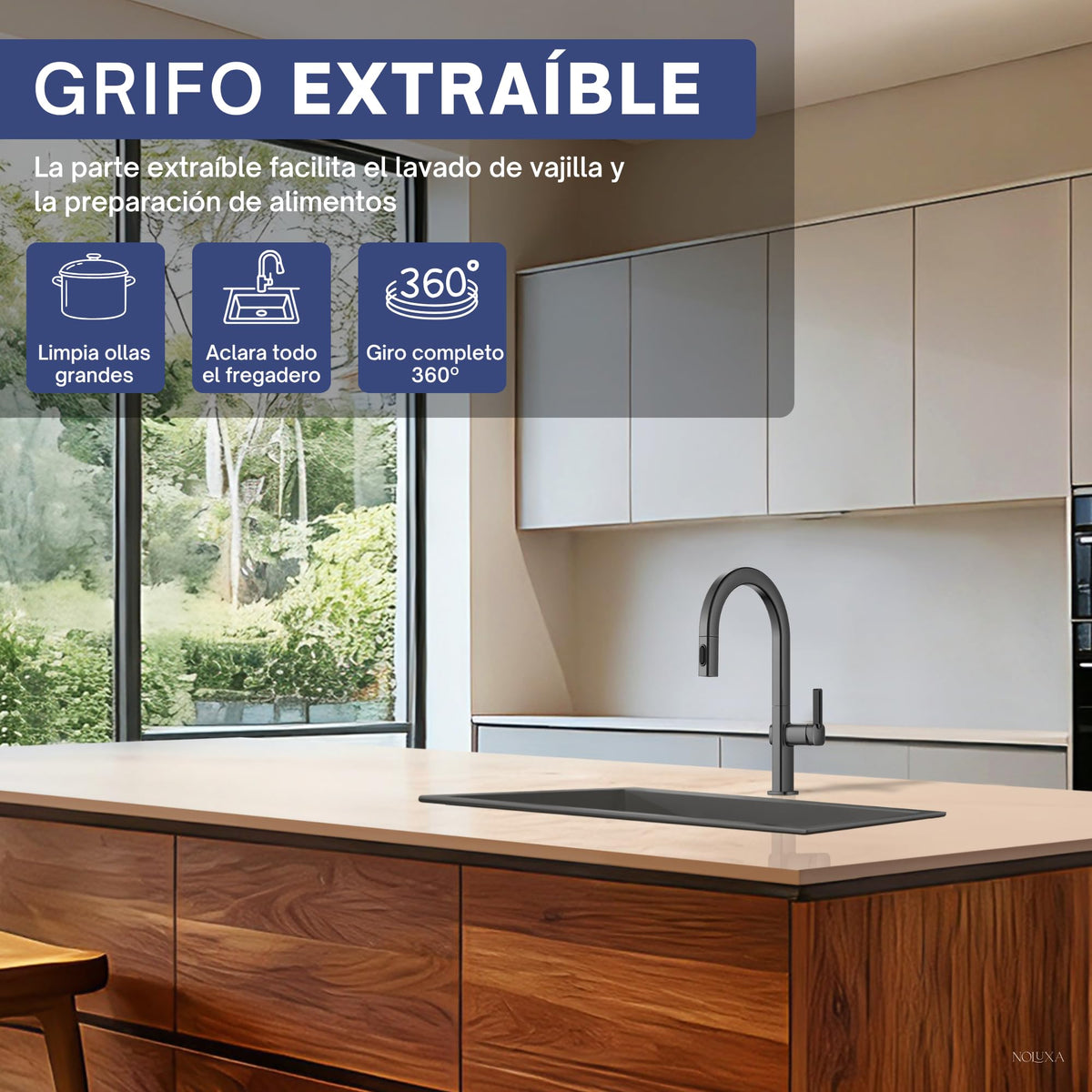 GRIFO DE COCINA EXTRAÍBLE CON DIFUSOR SERIE CANADA