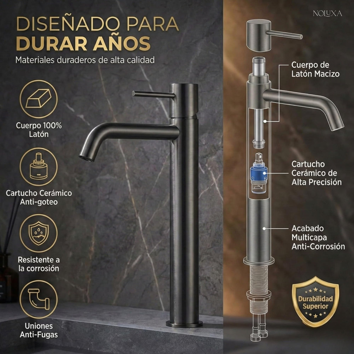 GRIFO LAVABO CAÑO ALTO MONOMANDO SERIE MONZA