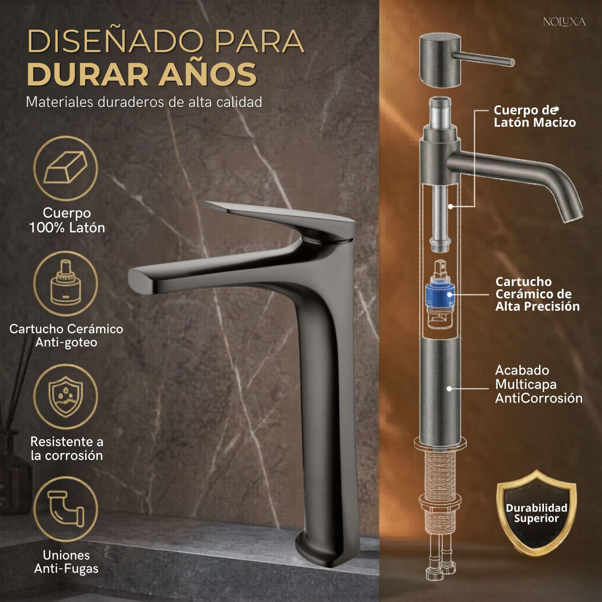 GRIFO LAVABO CAÑO ALTO MONOMANDO SERIE DELOS