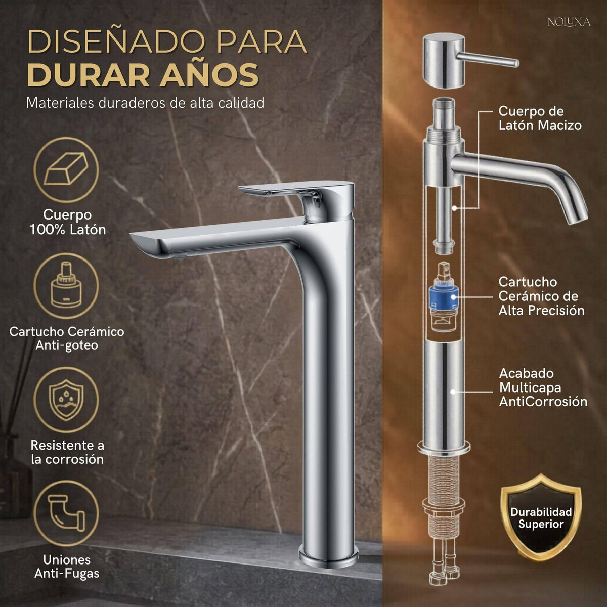 GRIFO LAVABO CAÑO ALTO MONOMANDO SERIE NASSAU
