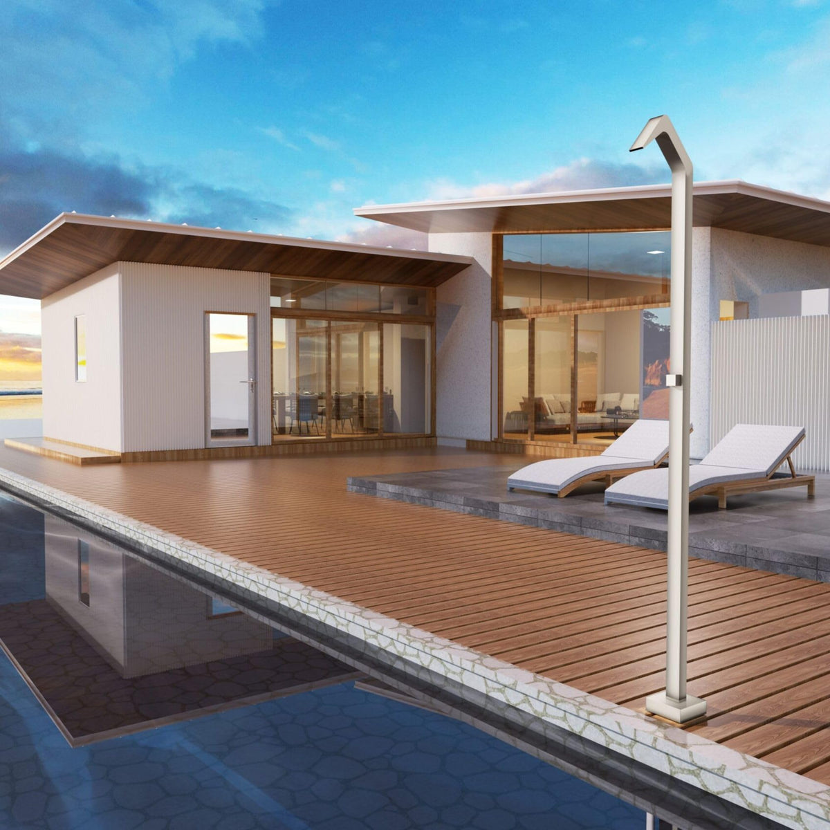 DUCHA PISCINA EXTERIOR EN ACERO INOX. S.316 SERIE NIAGARA