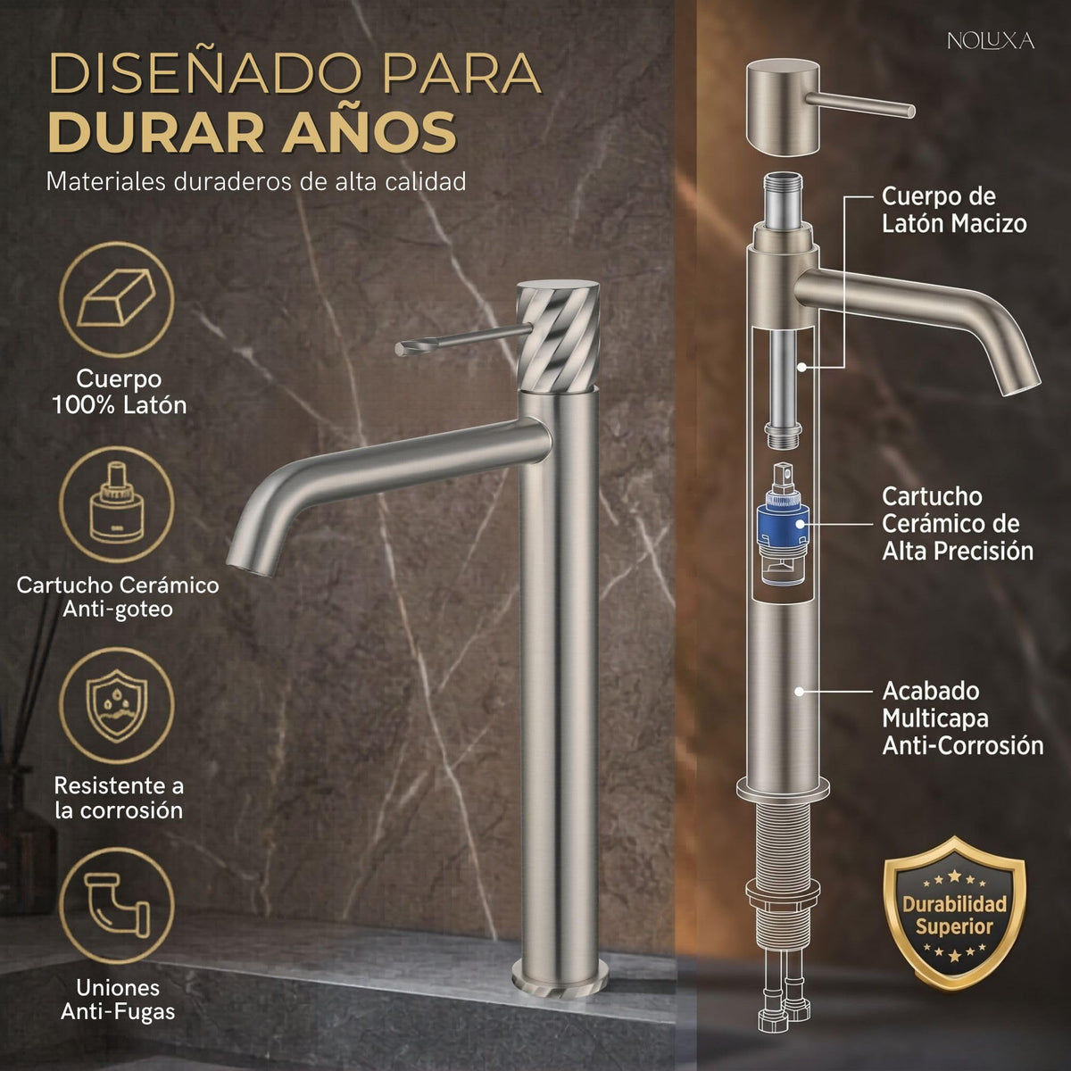 GRIFO LAVABO CAÑO ALTO MONOMANDO SERIE BLESS