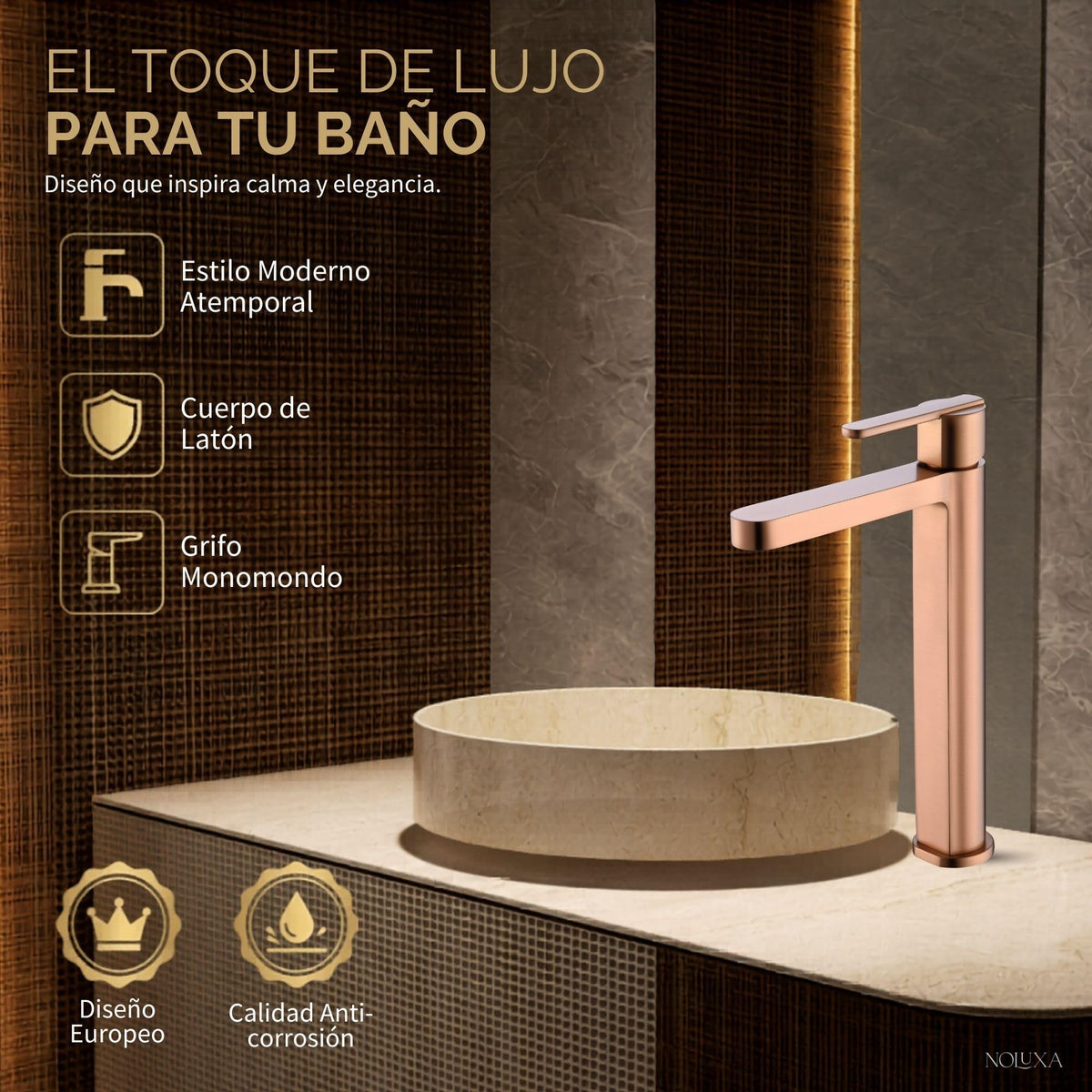 GRIFO LAVABO CAÑO ALTO MONOMANDO SERIE ROMA
