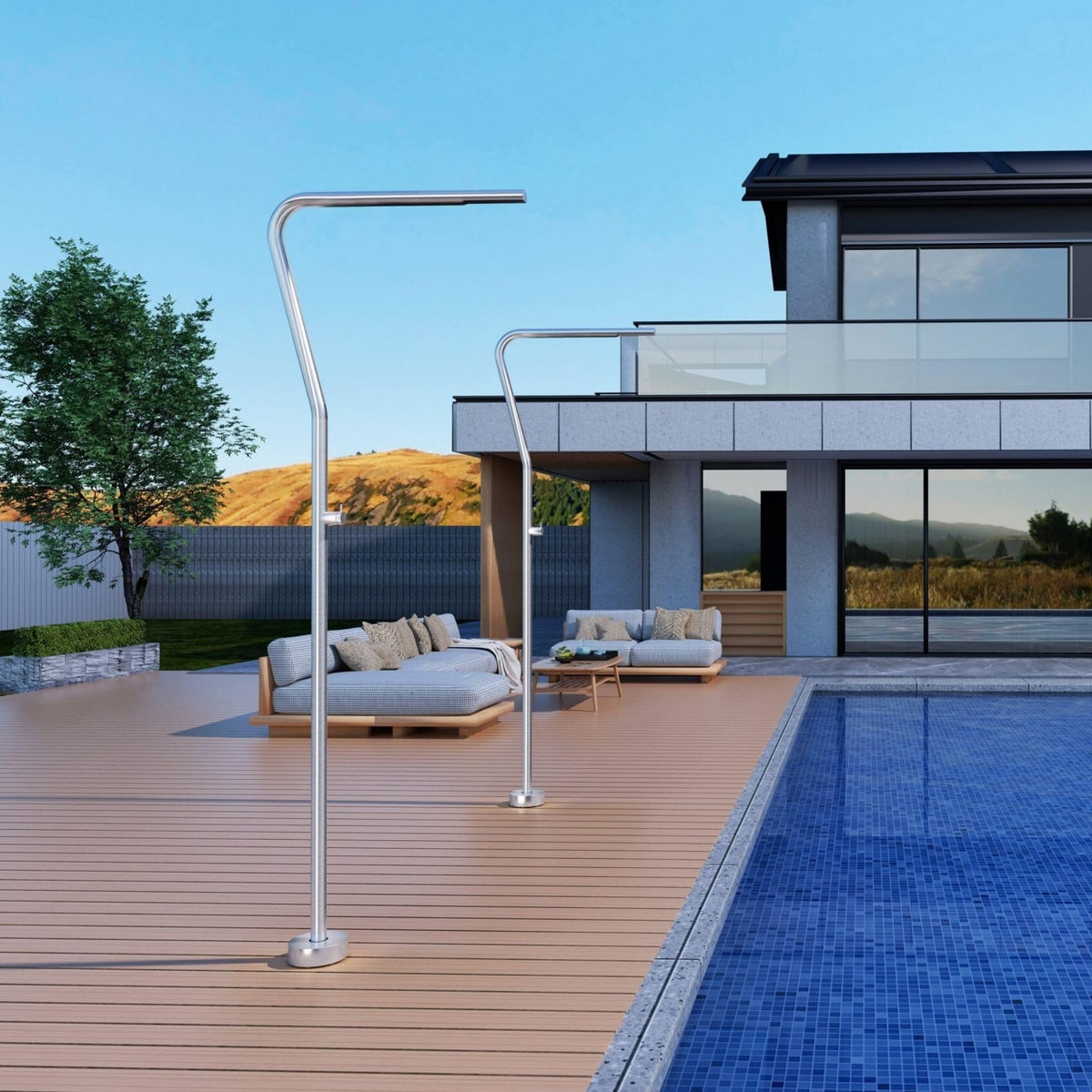 DUCHA PISCINA EXTERIOR EN ACERO INOX. S.316 SERIE NEVADA