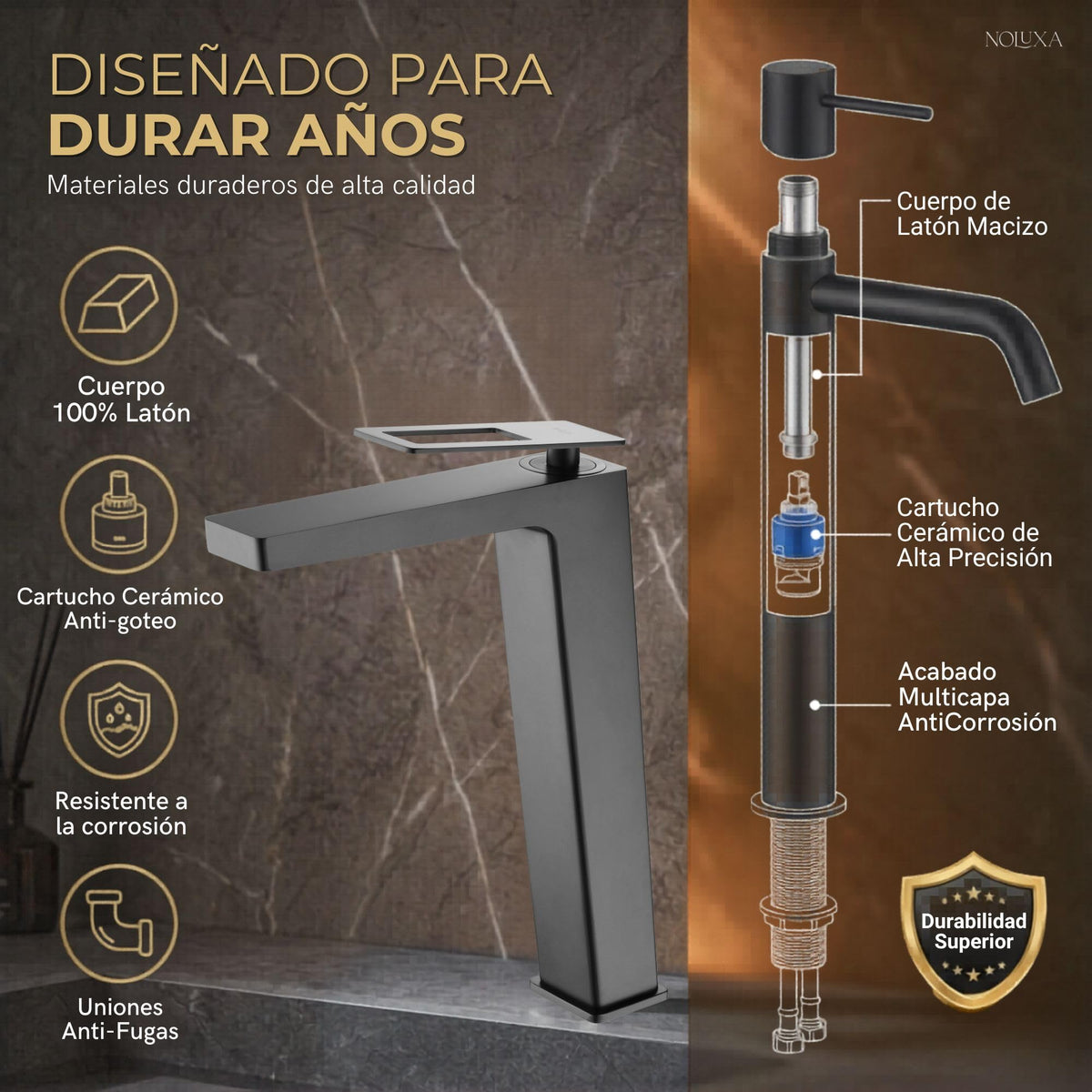 GRIFO LAVABO CAÑO ALTO MONOMANDO SERIE SUECIA