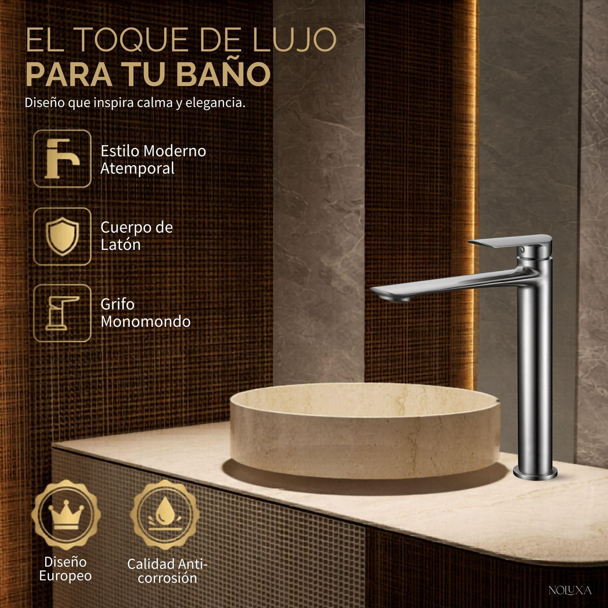 GRIFO LAVABO CAÑO ALTO MONOMANDO SERIE URAL