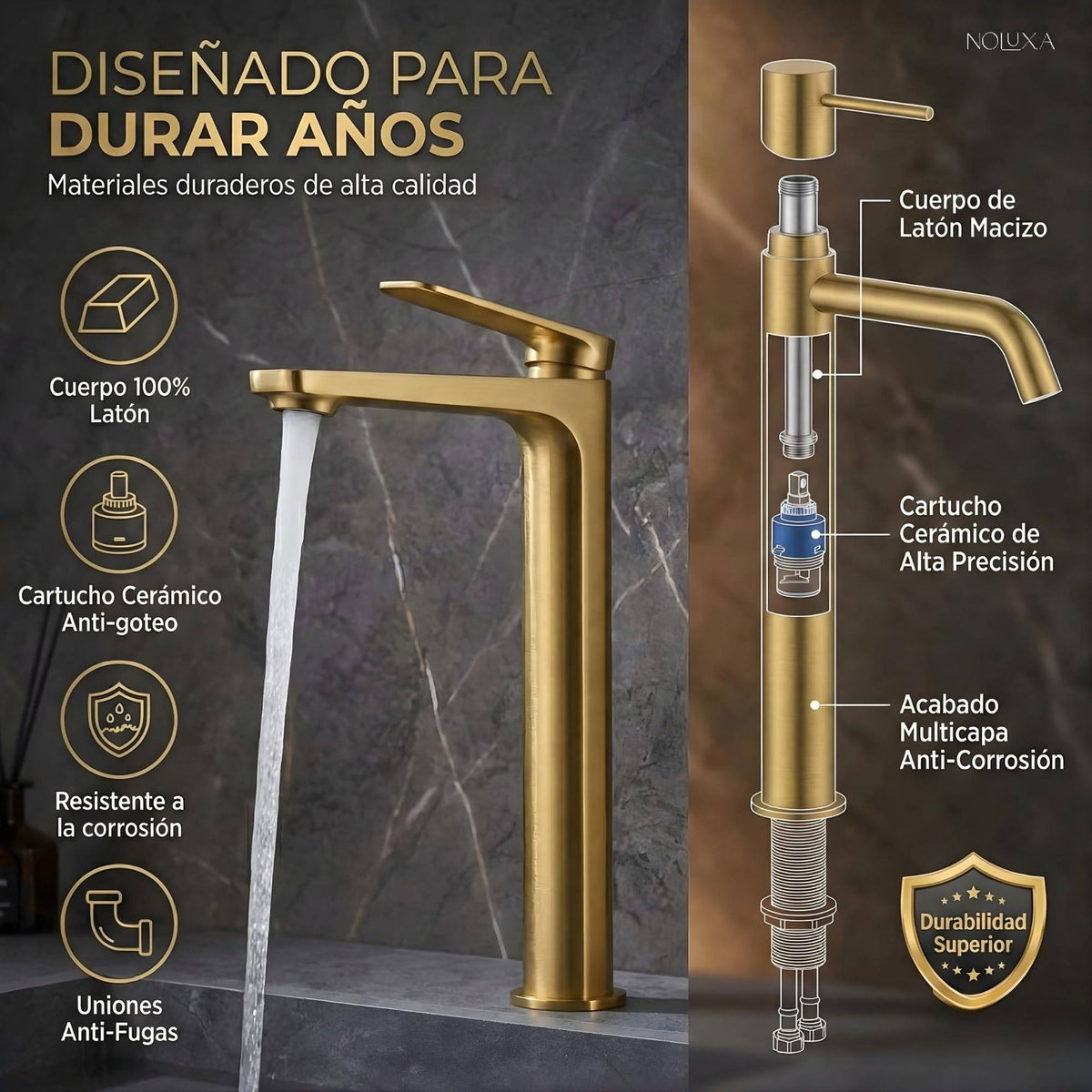 GRIFO LAVABO CAÑO ALTO MONOMANDO SERIE NÁPOLES