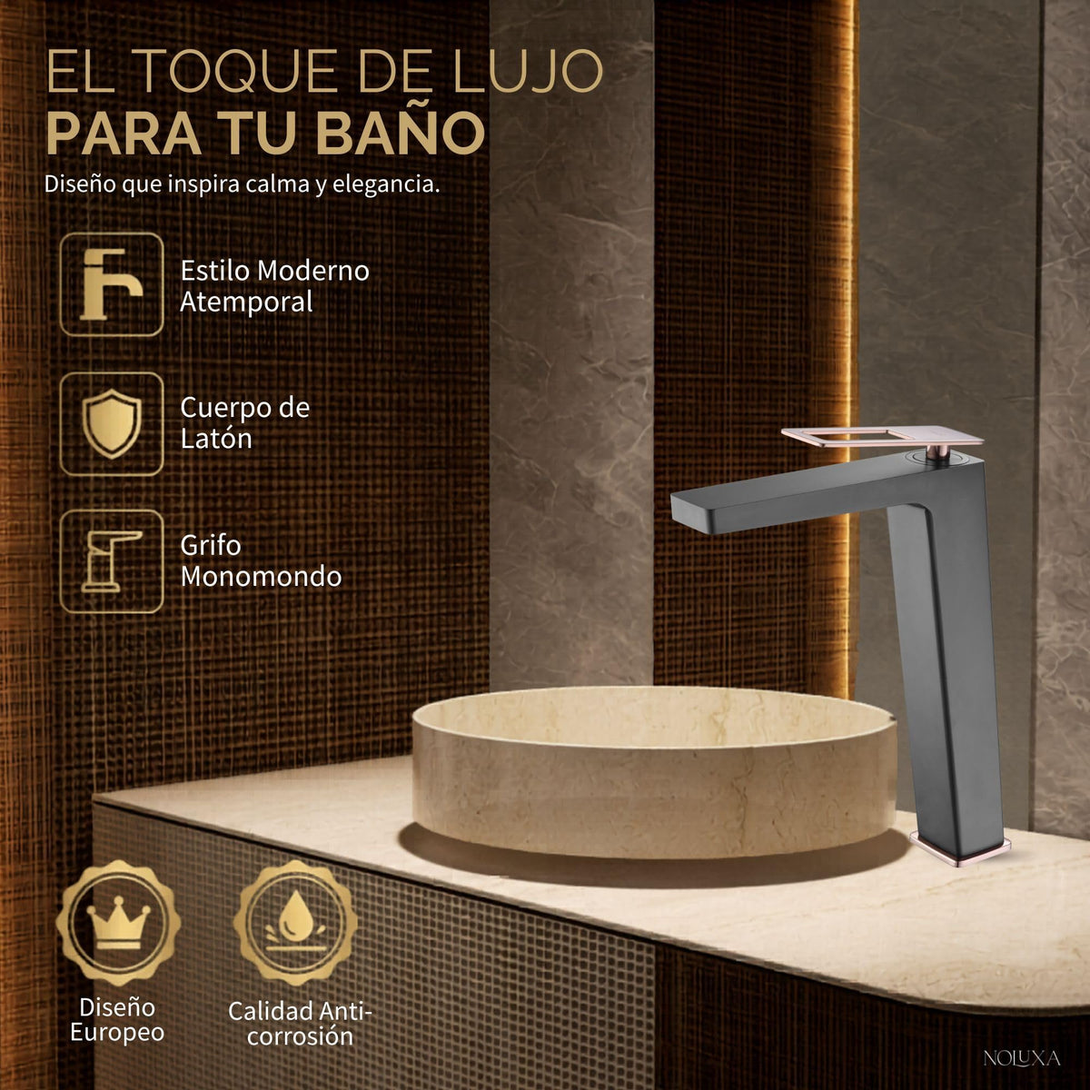 GRIFO LAVABO CAÑO ALTO MONOMANDO SERIE SUECIA