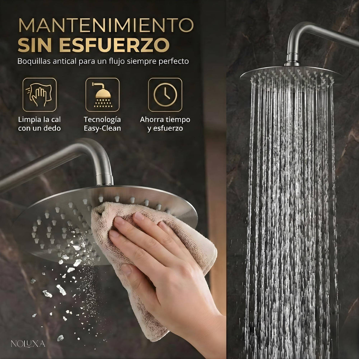 DUCHA EMPOTRADA EXTERIOR TERMOSTÁTICA EN ACERO INOX. S.316 SERIE MOSCÚ